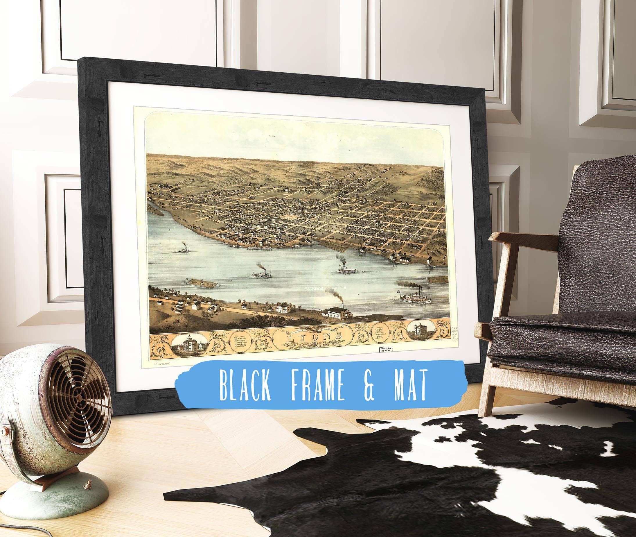 Birds Eye View Of The City Of Lyons Clinton Co Iowa 1868 State of Iowa