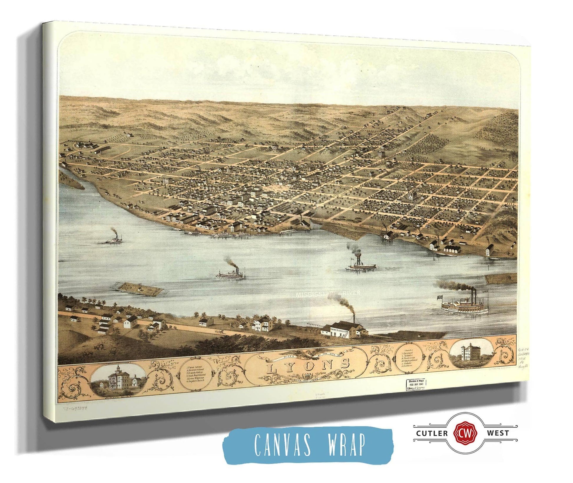 Birds Eye View Of The City Of Lyons Clinton Co Iowa 1868 State of Iowa