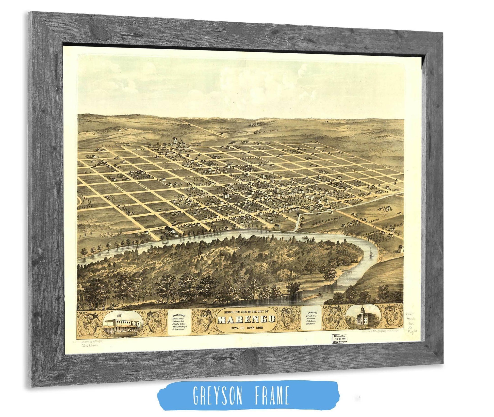 Birds Eye View Of The City Of Marengo Iowa Co Iowa 1868 State of Iowa