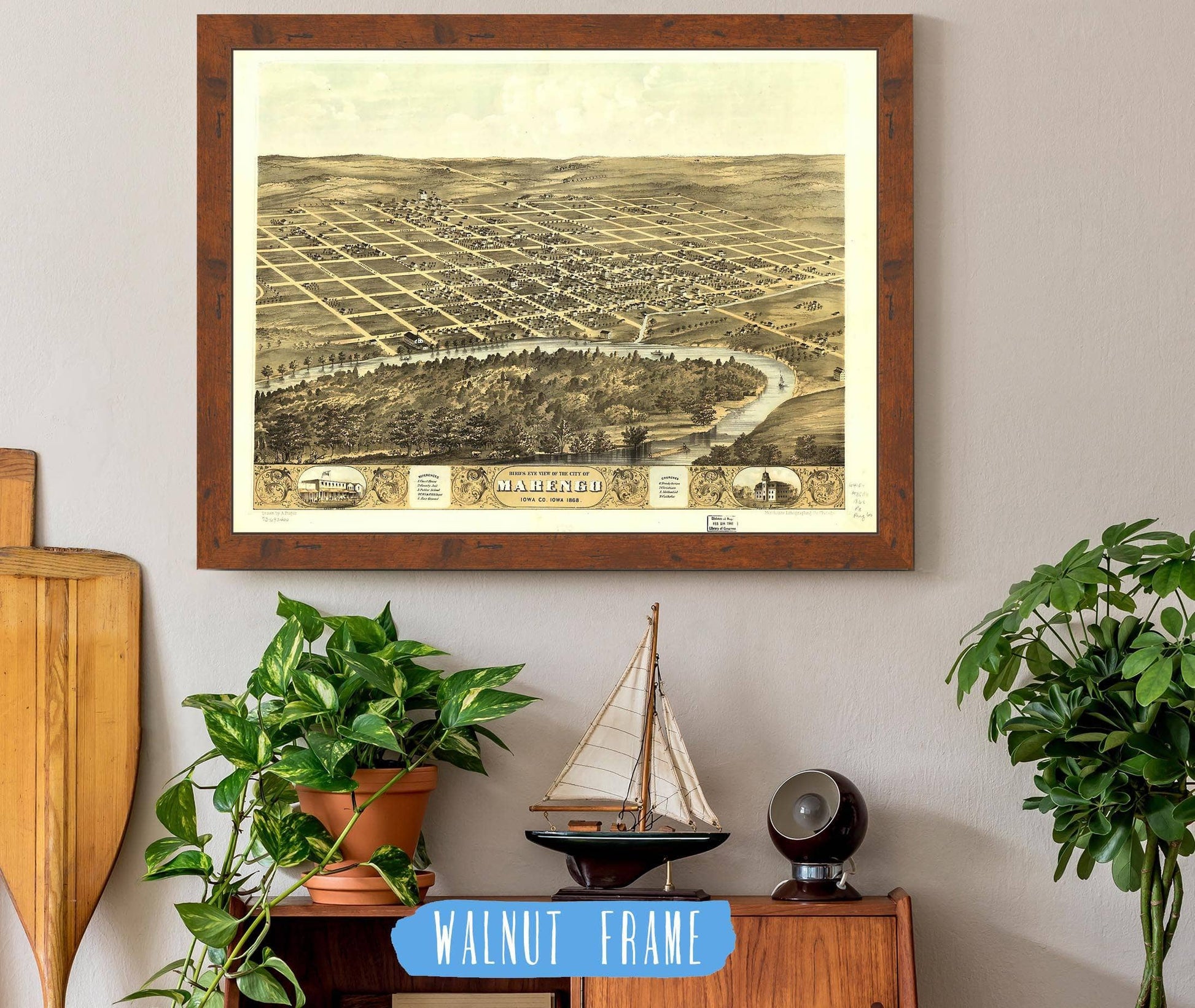 Birds Eye View Of The City Of Marengo Iowa Co Iowa 1868 State of Iowa