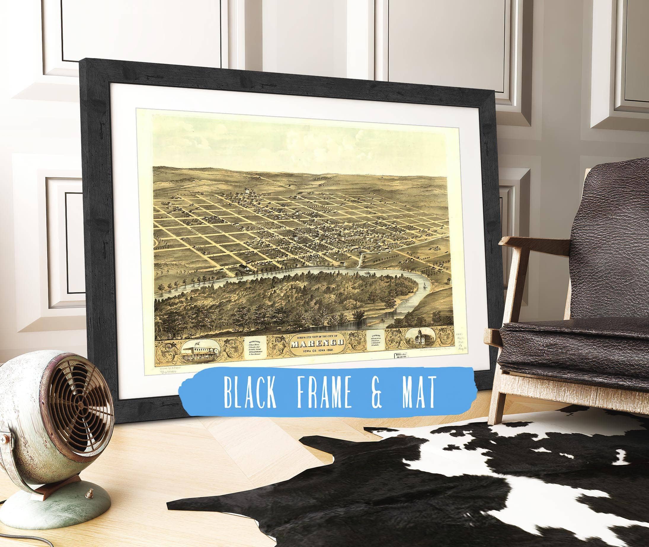 Birds Eye View Of The City Of Marengo Iowa Co Iowa 1868 State of Iowa