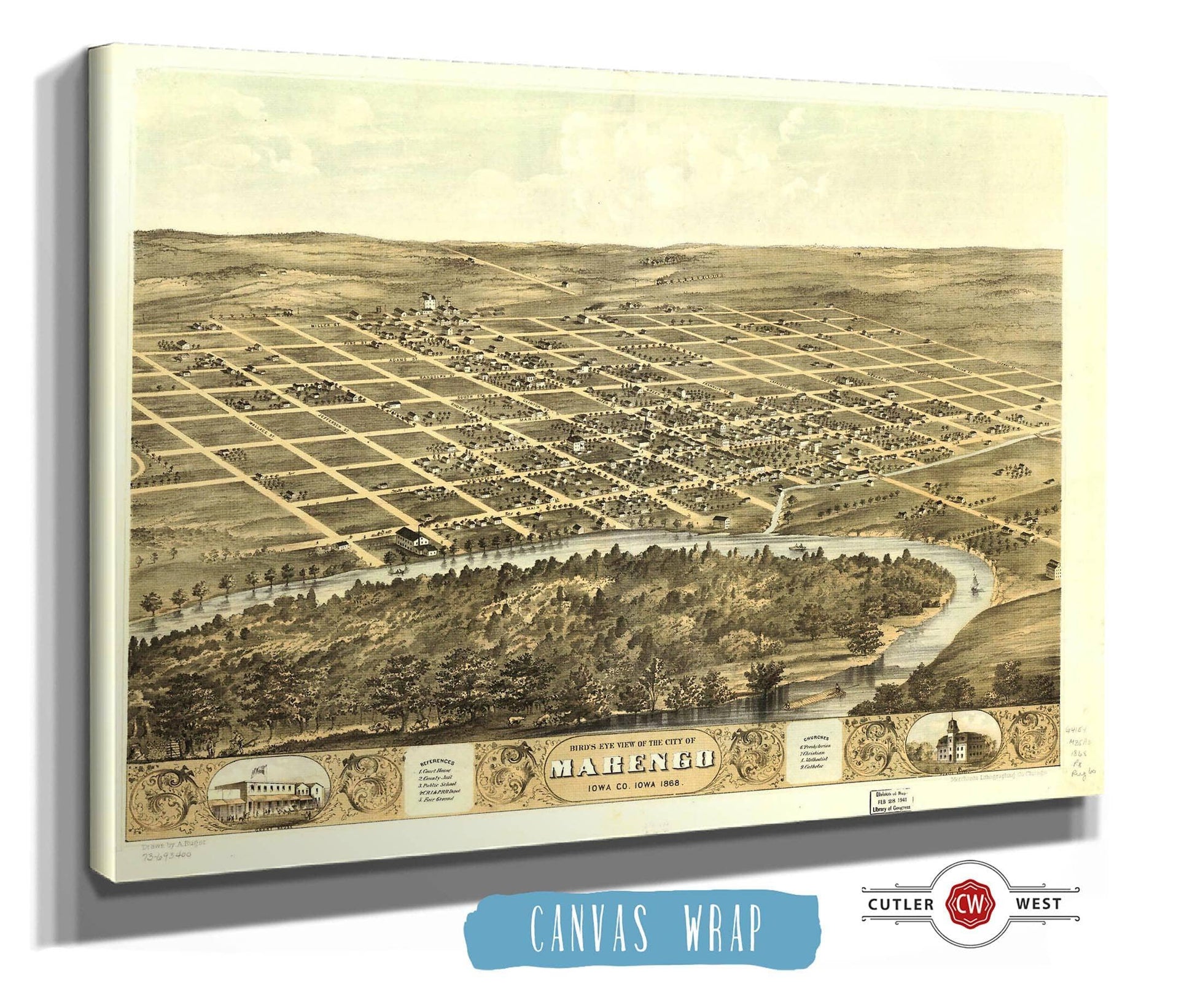 Birds Eye View Of The City Of Marengo Iowa Co Iowa 1868 State of Iowa
