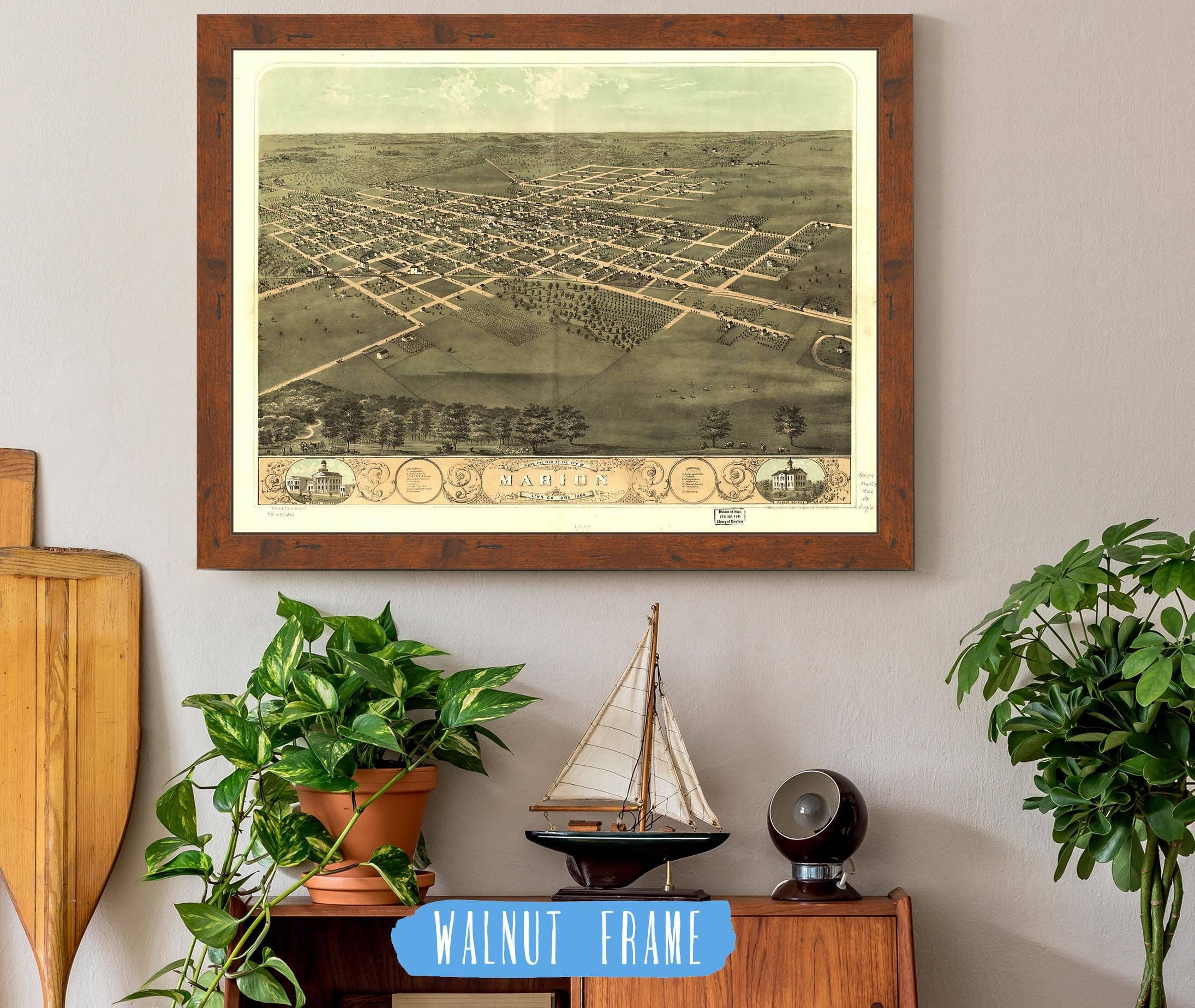 Birds Eye View Of The City Of Marion Linn Co Iowa 1868 State of Iowa