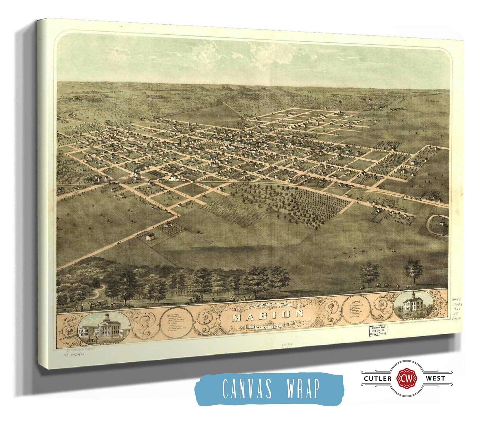 Birds Eye View Of The City Of Marion Linn Co Iowa 1868 State of Iowa