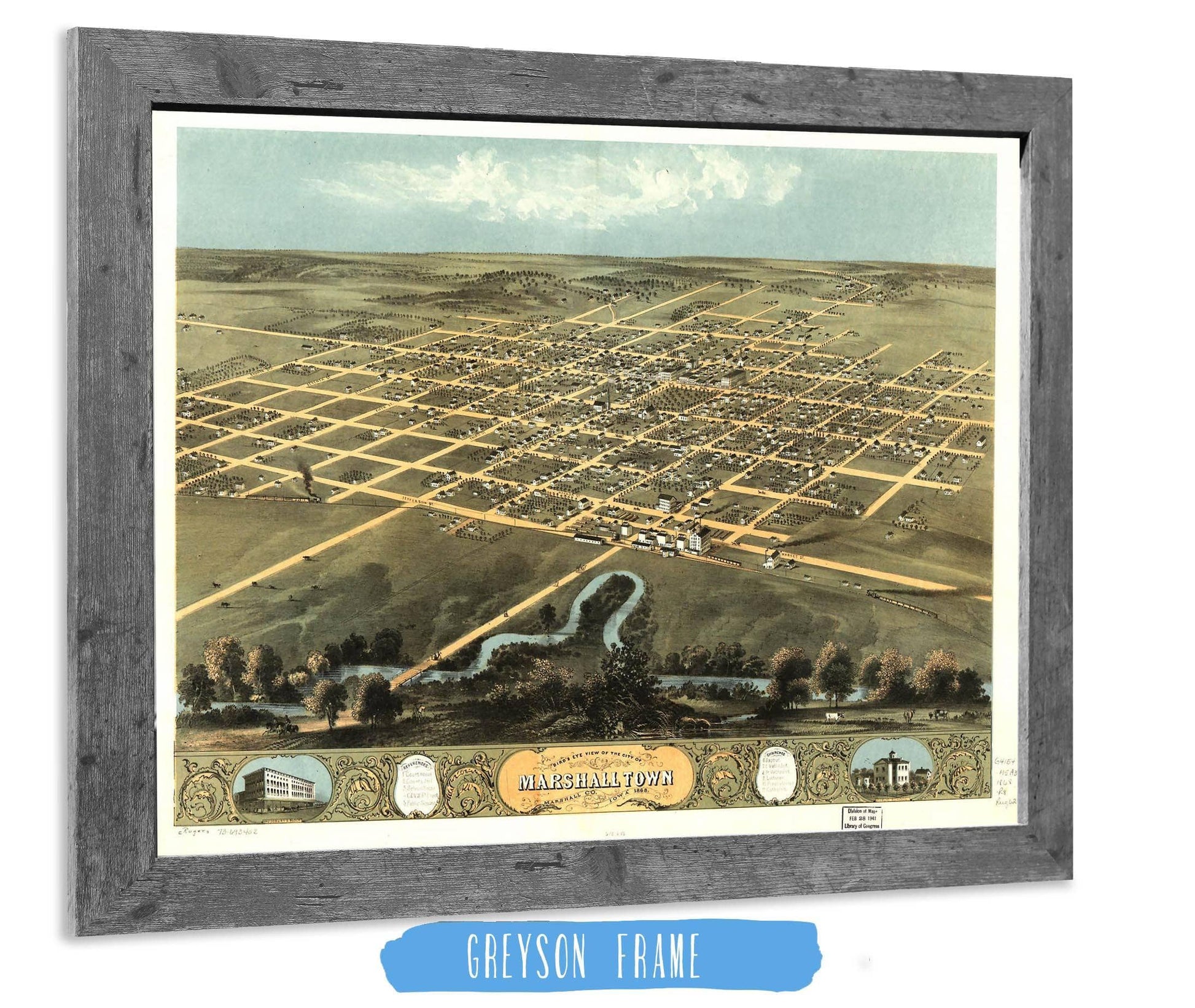 Birds Eye View Of The City Of Marshalltown Marshall Co Iowa 1868 State of Iowa
