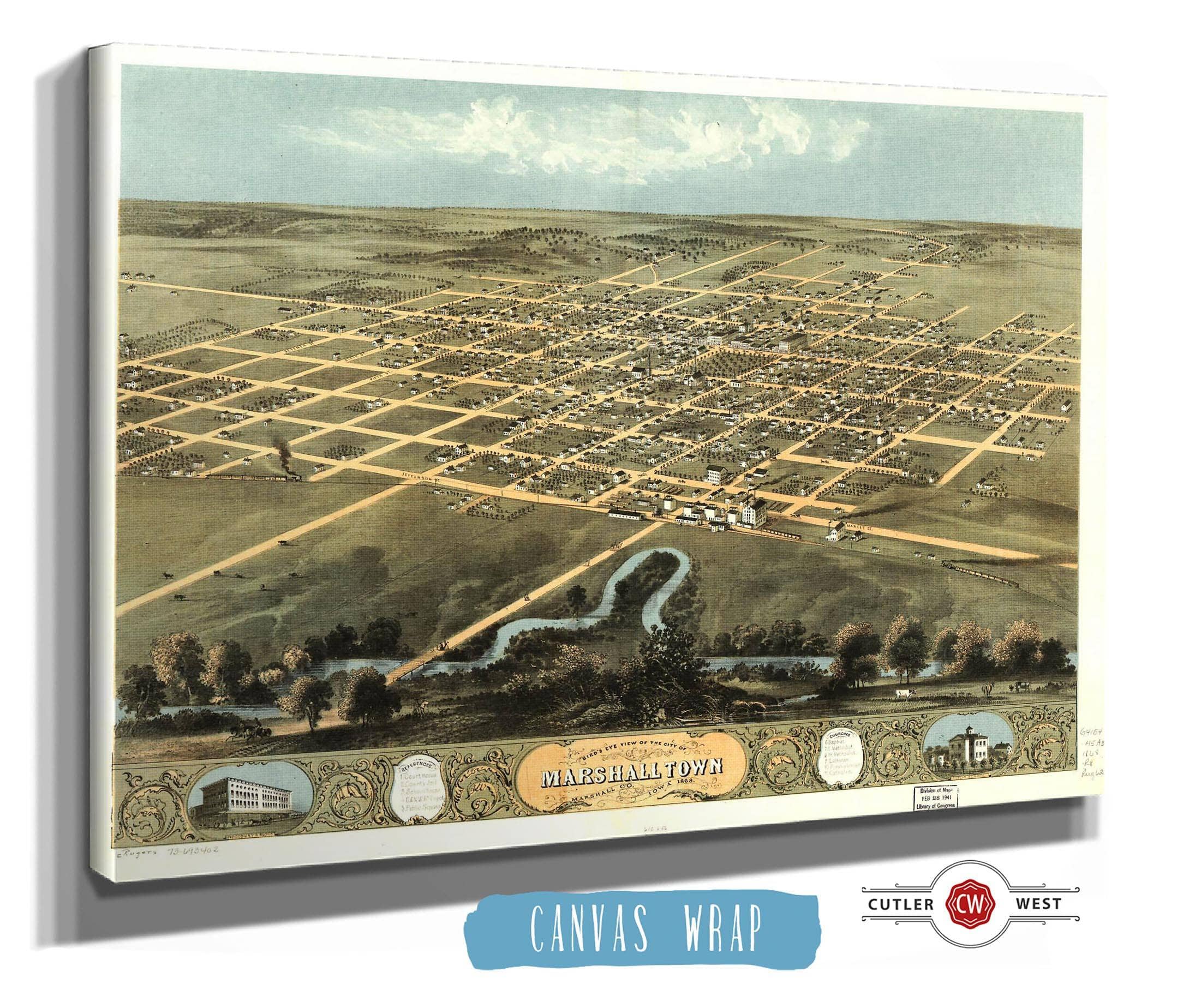 Birds Eye View Of The City Of Marshalltown Marshall Co Iowa 1868 State of Iowa