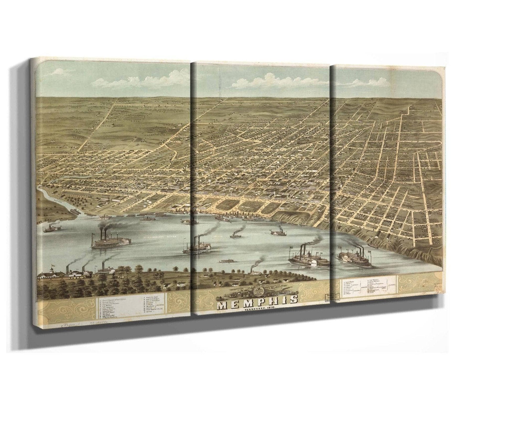 Birds Eye View Of The City Of Memphis Tennessee 1870  State Of Tennessee