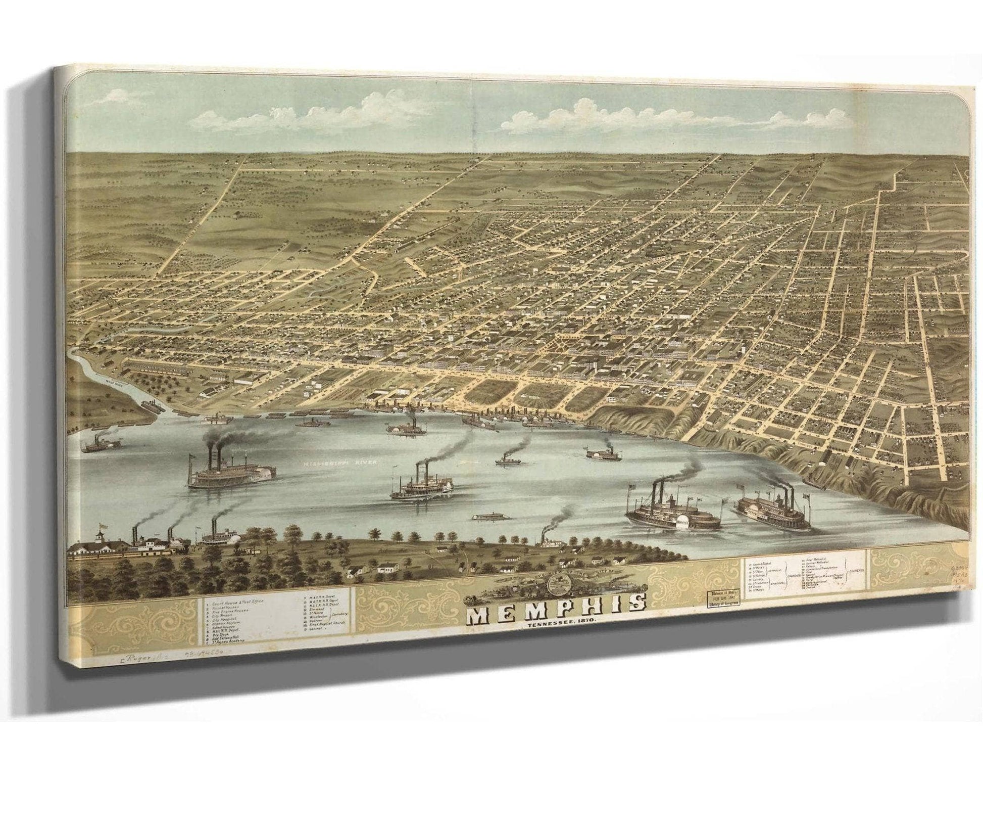 Birds Eye View Of The City Of Memphis Tennessee 1870  State Of Tennessee