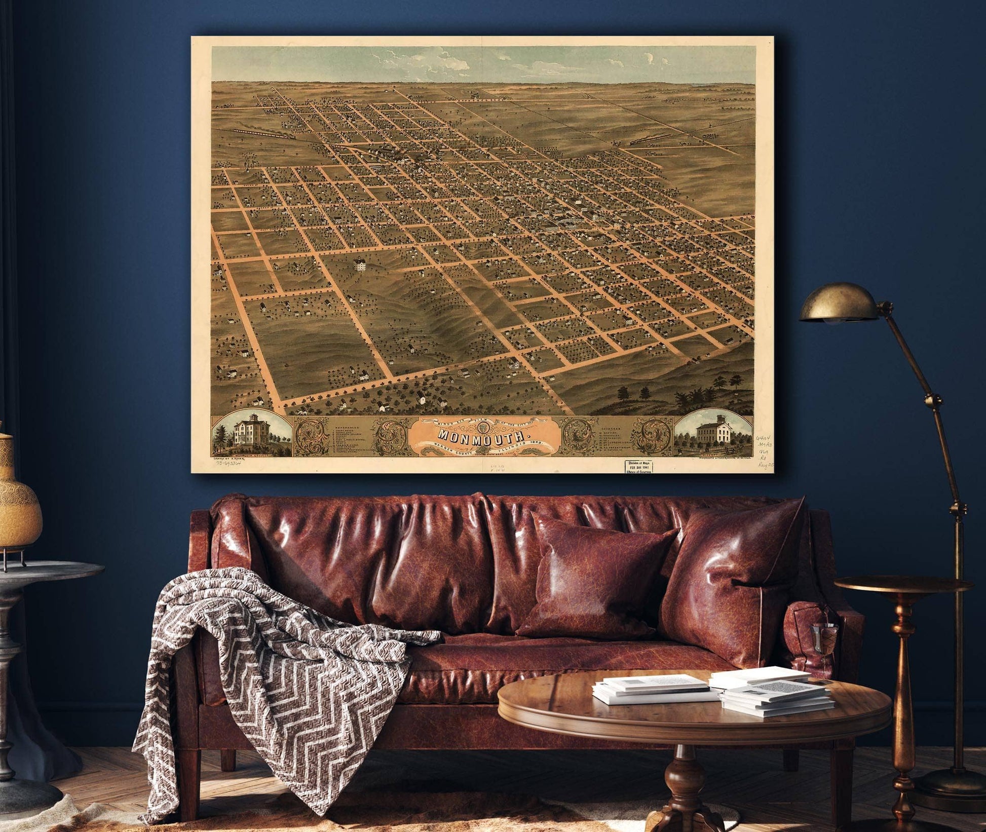 Birds Eye View Of The City Of Monmouth Warren County Illinois 1869 State of Illinois