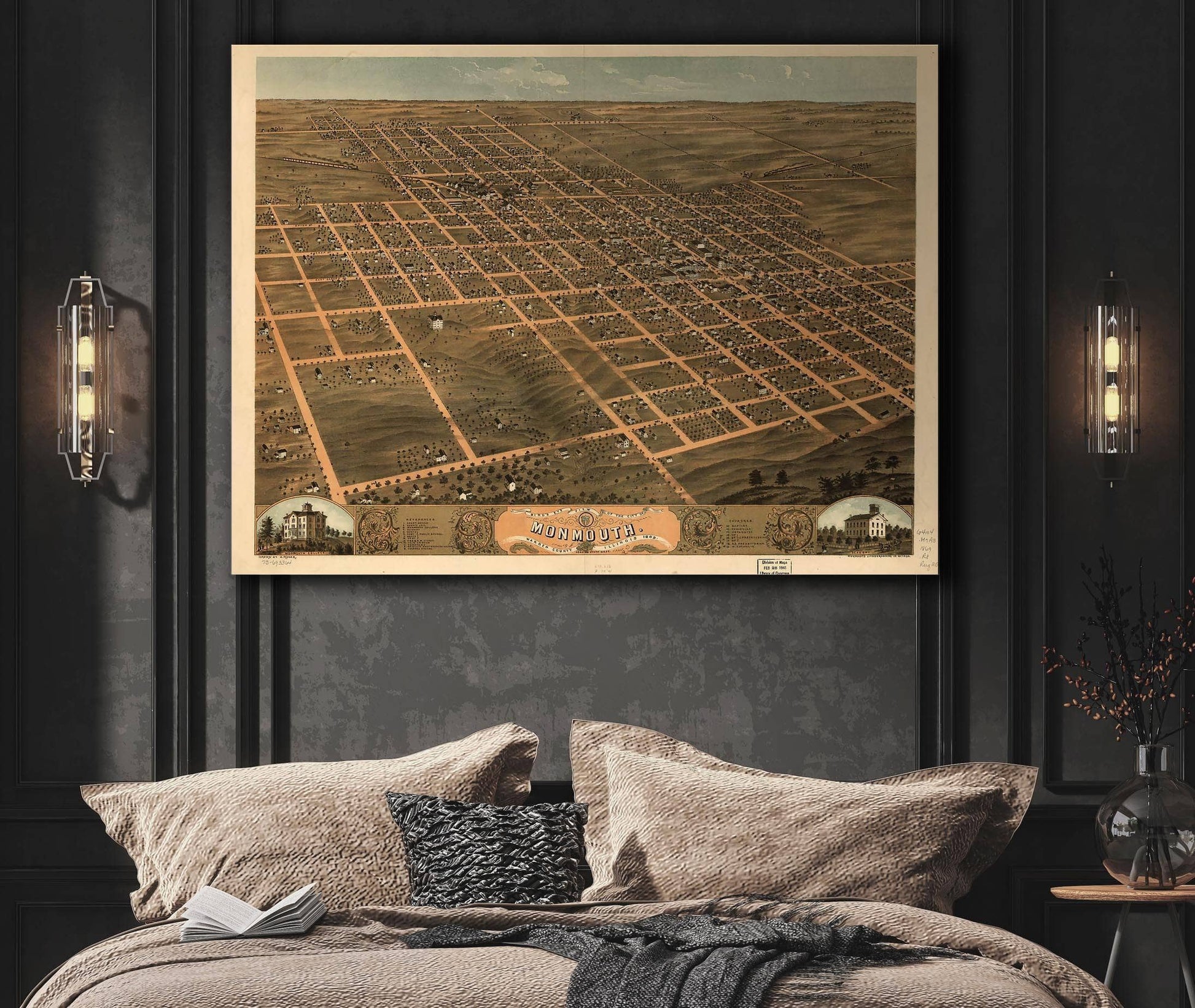 Birds Eye View Of The City Of Monmouth Warren County Illinois 1869 State of Illinois