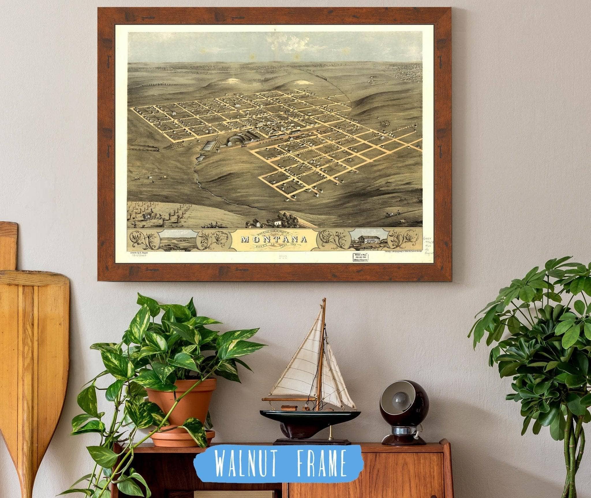 Birds Eye View Of The City Of Montana, Boone Co Iowa 1868 State of Iowa