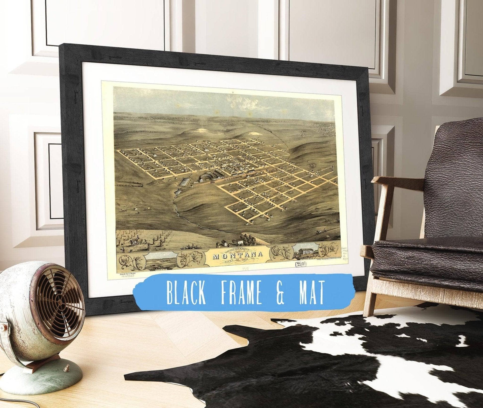 Birds Eye View Of The City Of Montana, Boone Co Iowa 1868 State of Iowa