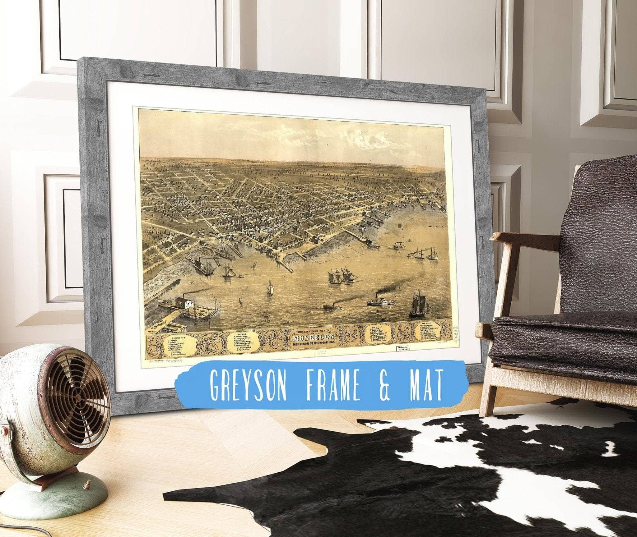 Birds Eye View Of The City Of Muskegon Muskegon Co Michigan 1868 State of Michigan