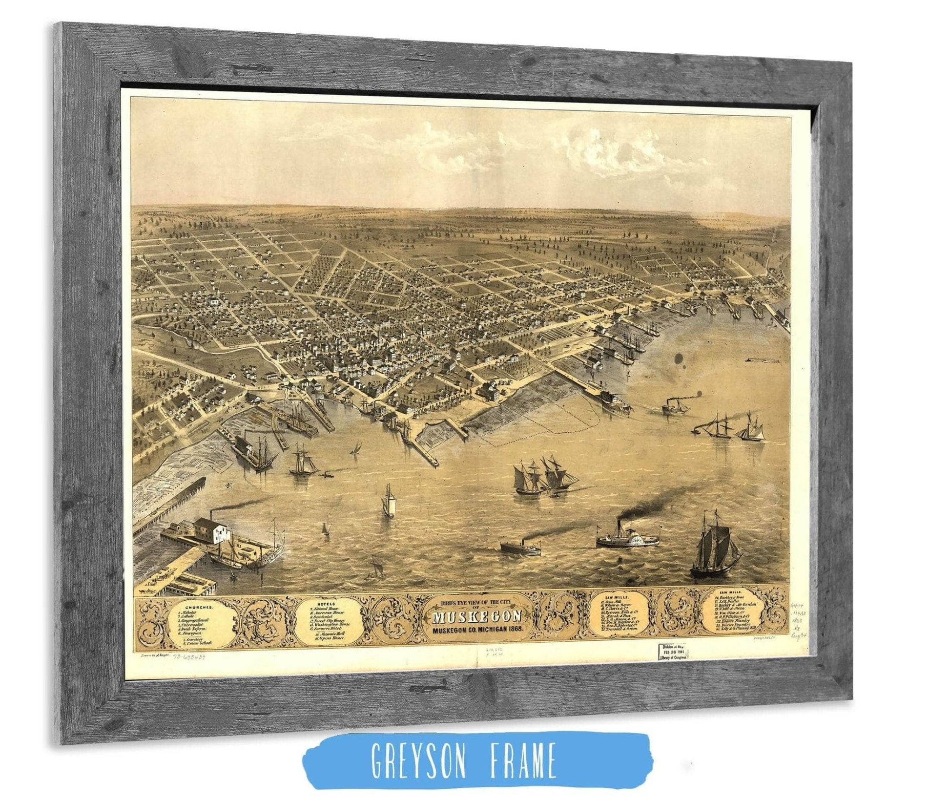 Birds Eye View Of The City Of Muskegon Muskegon Co Michigan 1868 State of Michigan