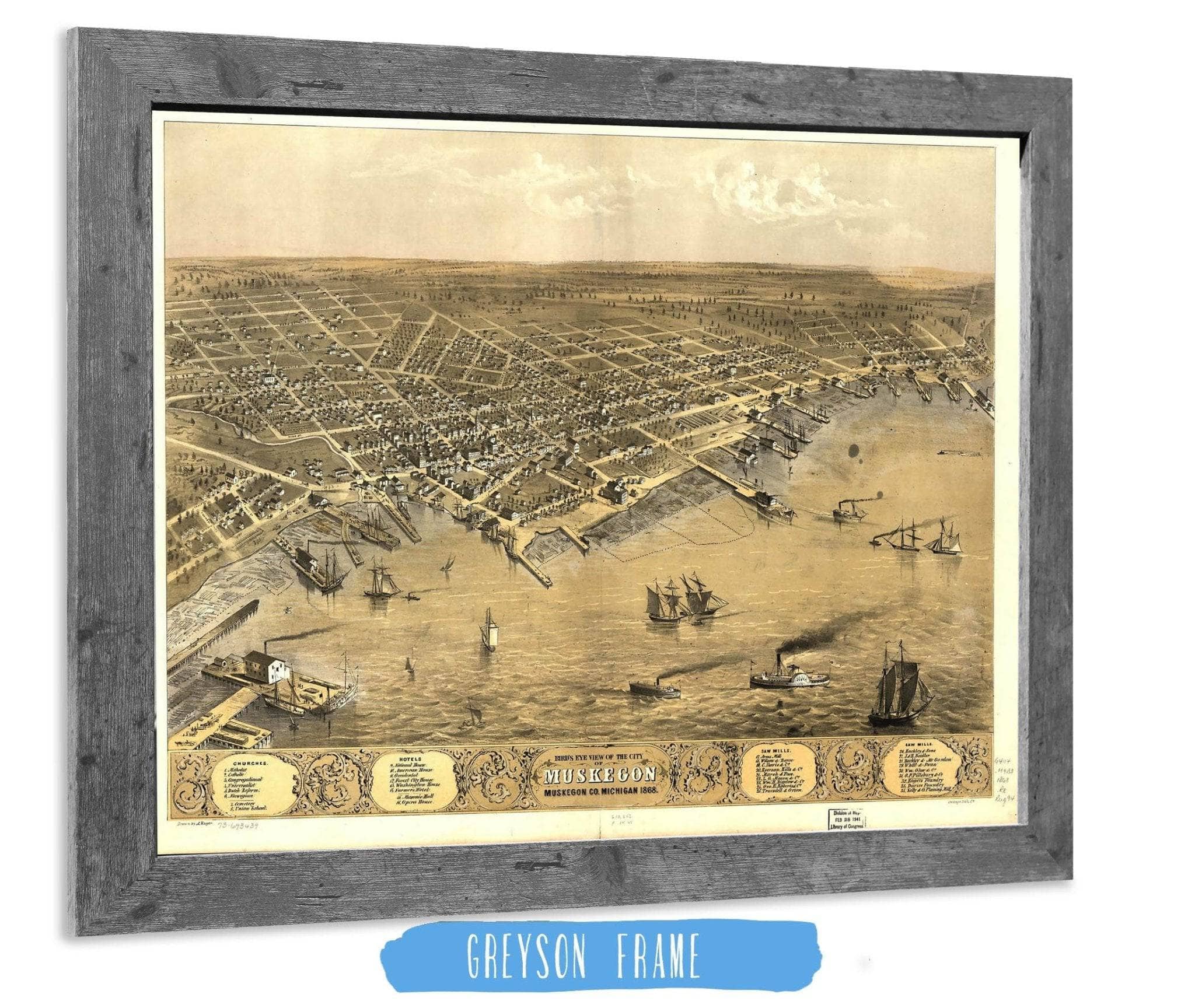 Birds Eye View Of The City Of Muskegon Muskegon Co Michigan 1868 State of Michigan