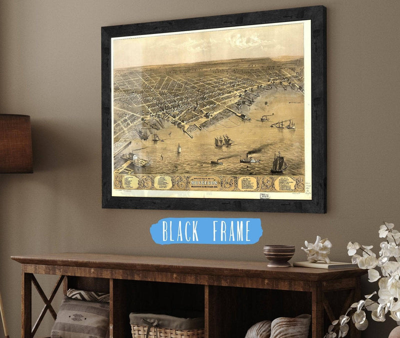 Birds Eye View Of The City Of Muskegon Muskegon Co Michigan 1868 State of Michigan