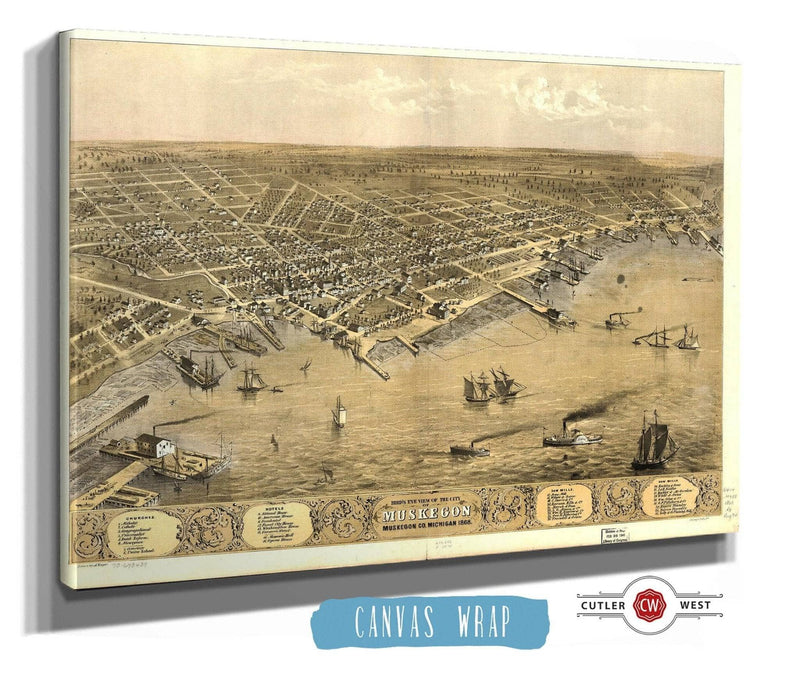 Birds Eye View Of The City Of Muskegon Muskegon Co Michigan 1868 State of Michigan