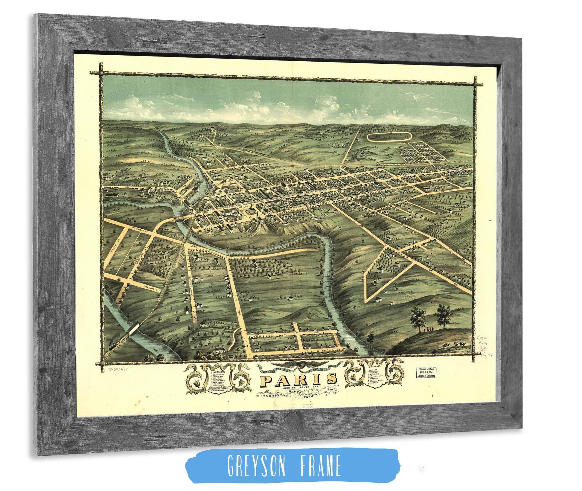 Birds Eye View Of The City Of Paris Bourbon County Kentucky 1870 State of Kentucky