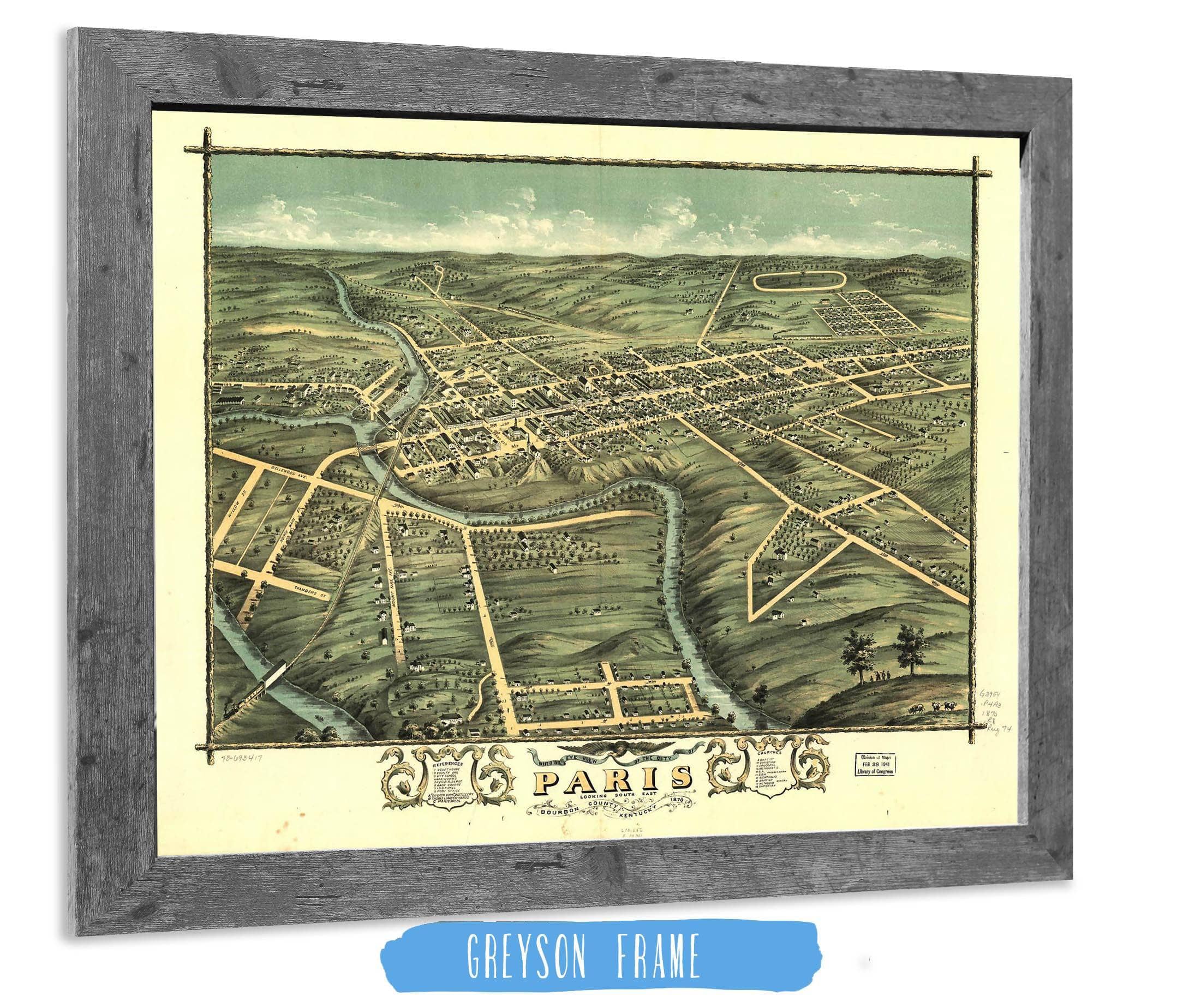 Birds Eye View Of The City Of Paris Bourbon County Kentucky 1870 State of Kentucky