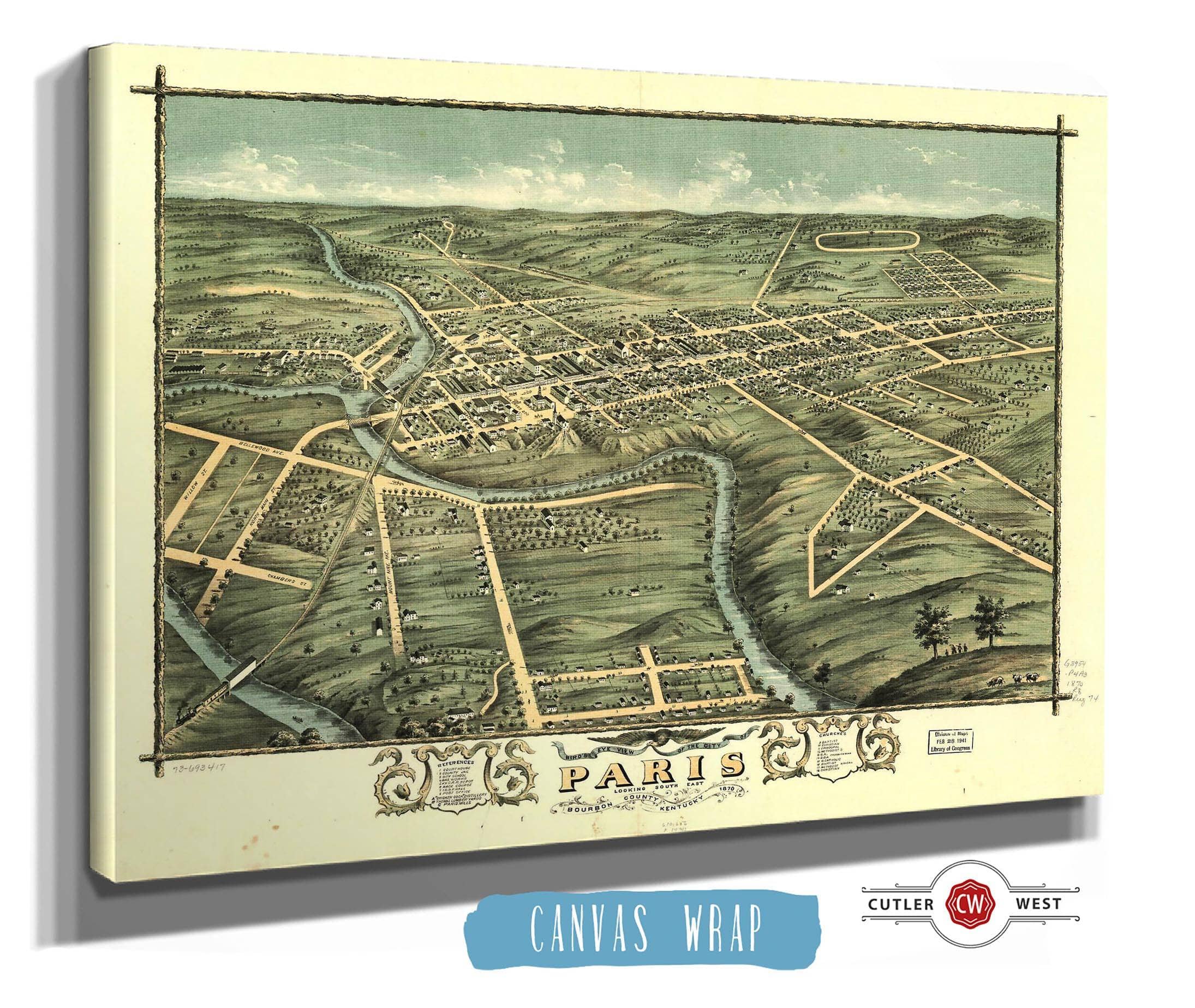 Birds Eye View Of The City Of Paris Bourbon County Kentucky 1870 State of Kentucky