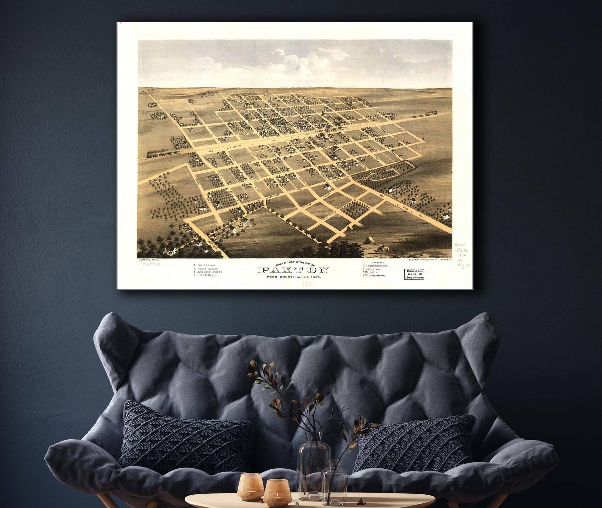 Birds Eye View Of The City Of Paxton Ford County Illinois 1869 State of Illinois