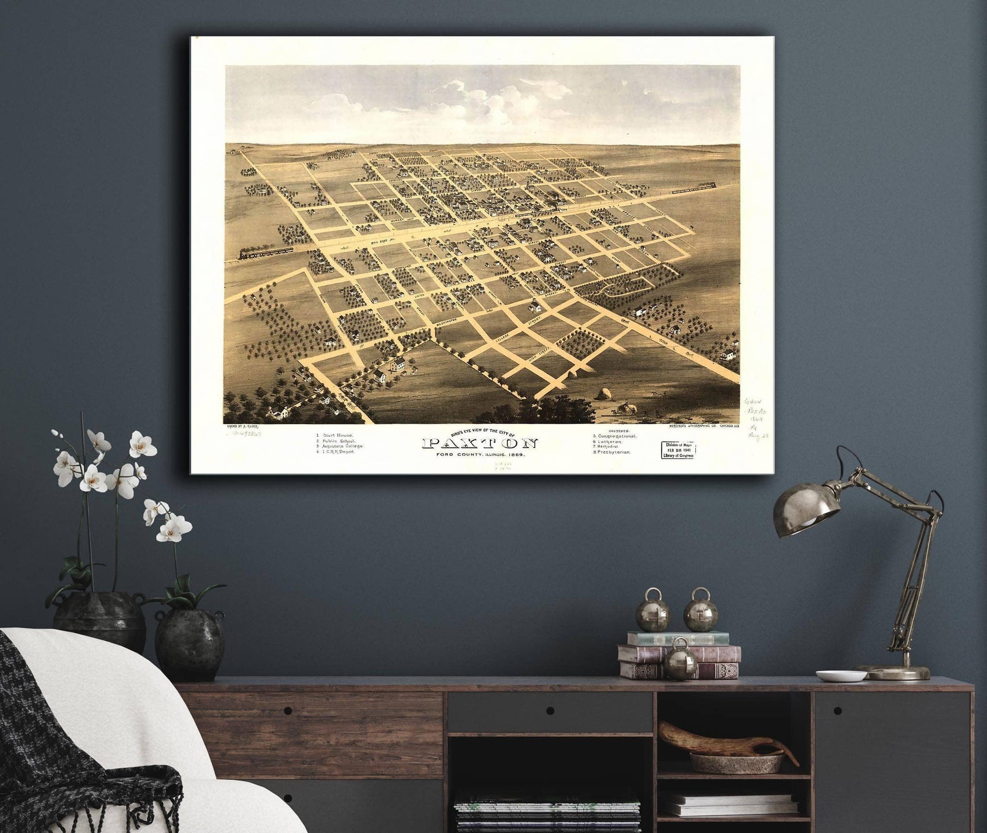 Birds Eye View Of The City Of Paxton Ford County Illinois 1869 State of Illinois