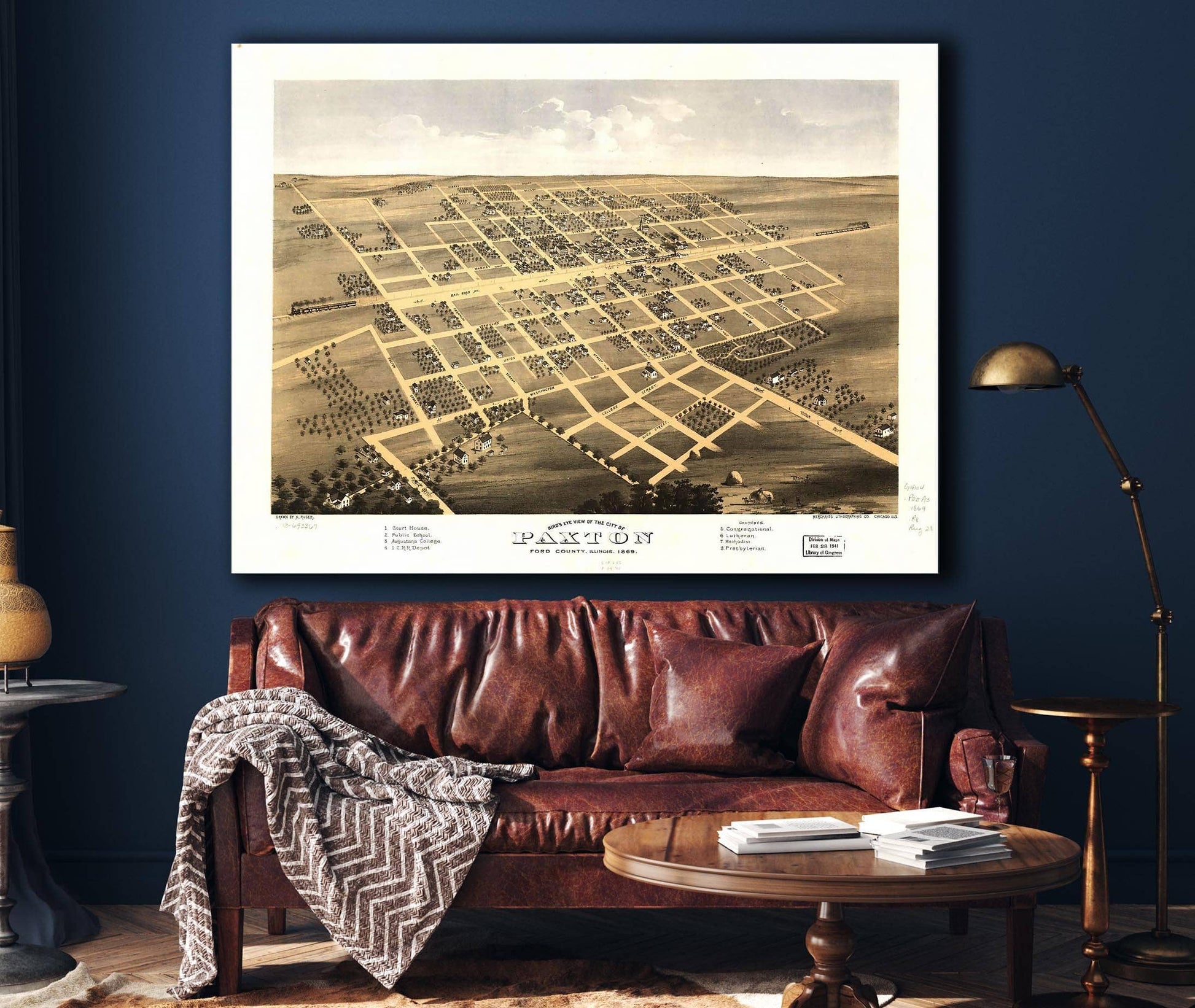 Birds Eye View Of The City Of Paxton Ford County Illinois 1869 State of Illinois