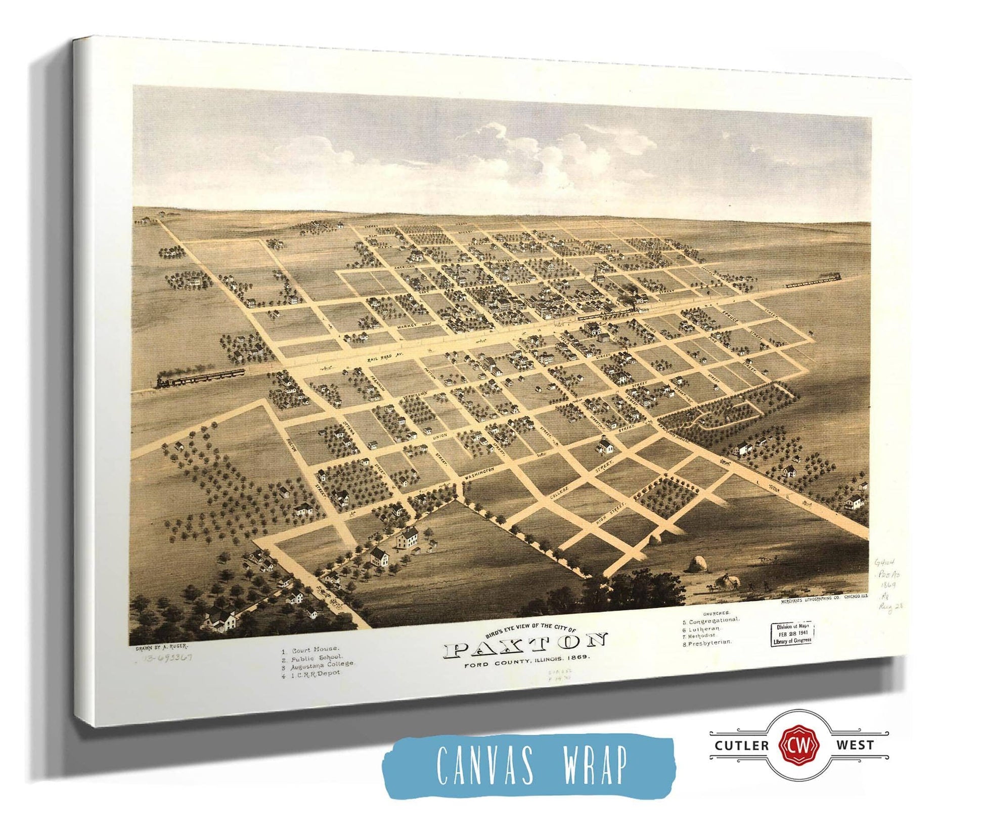 Birds Eye View Of The City Of Paxton Ford County Illinois 1869 State of Illinois