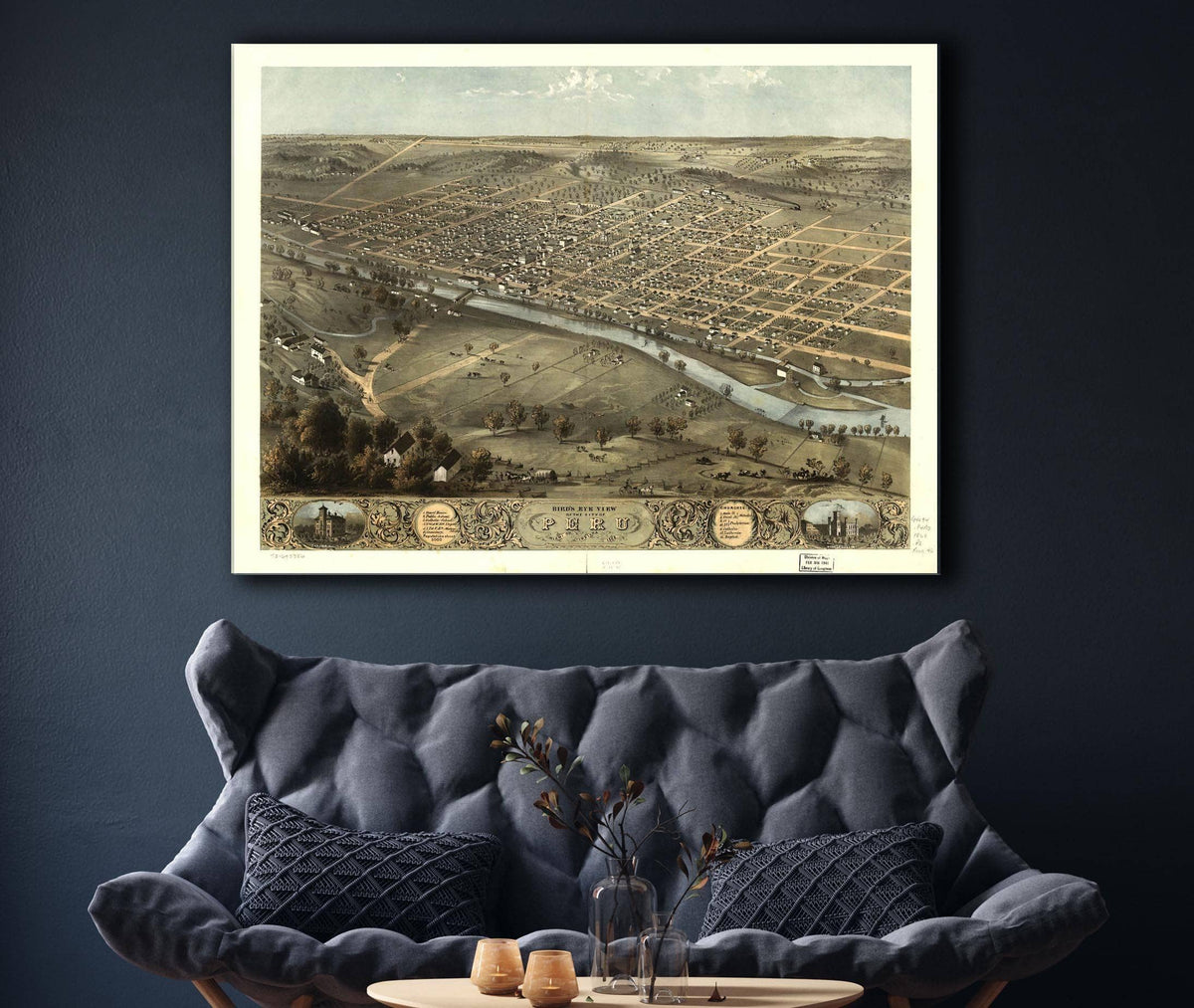 Birds Eye View Of The City Of Peru Miami Co Indiana 1868 State of Indiana