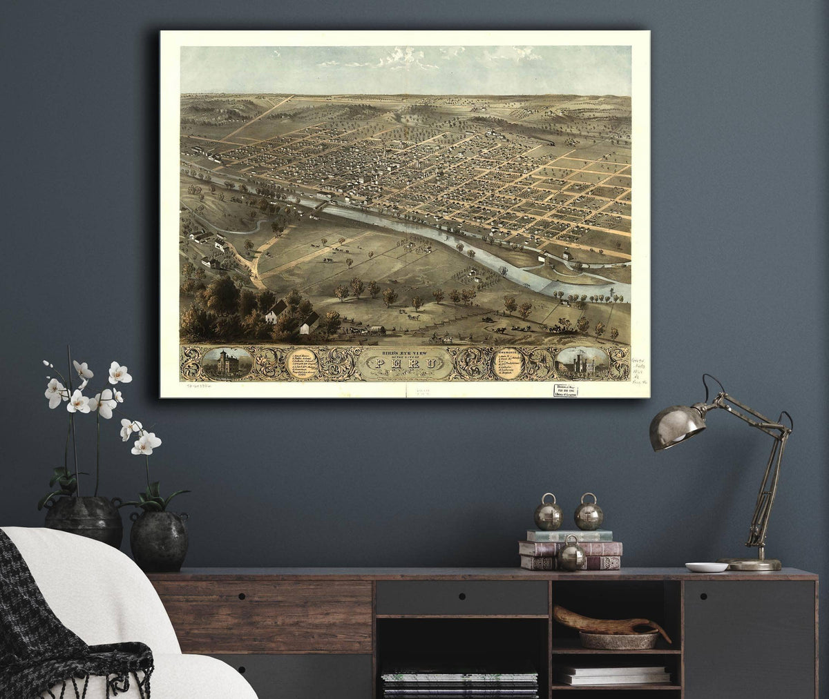 Birds Eye View Of The City Of Peru Miami Co Indiana 1868 State of Indiana