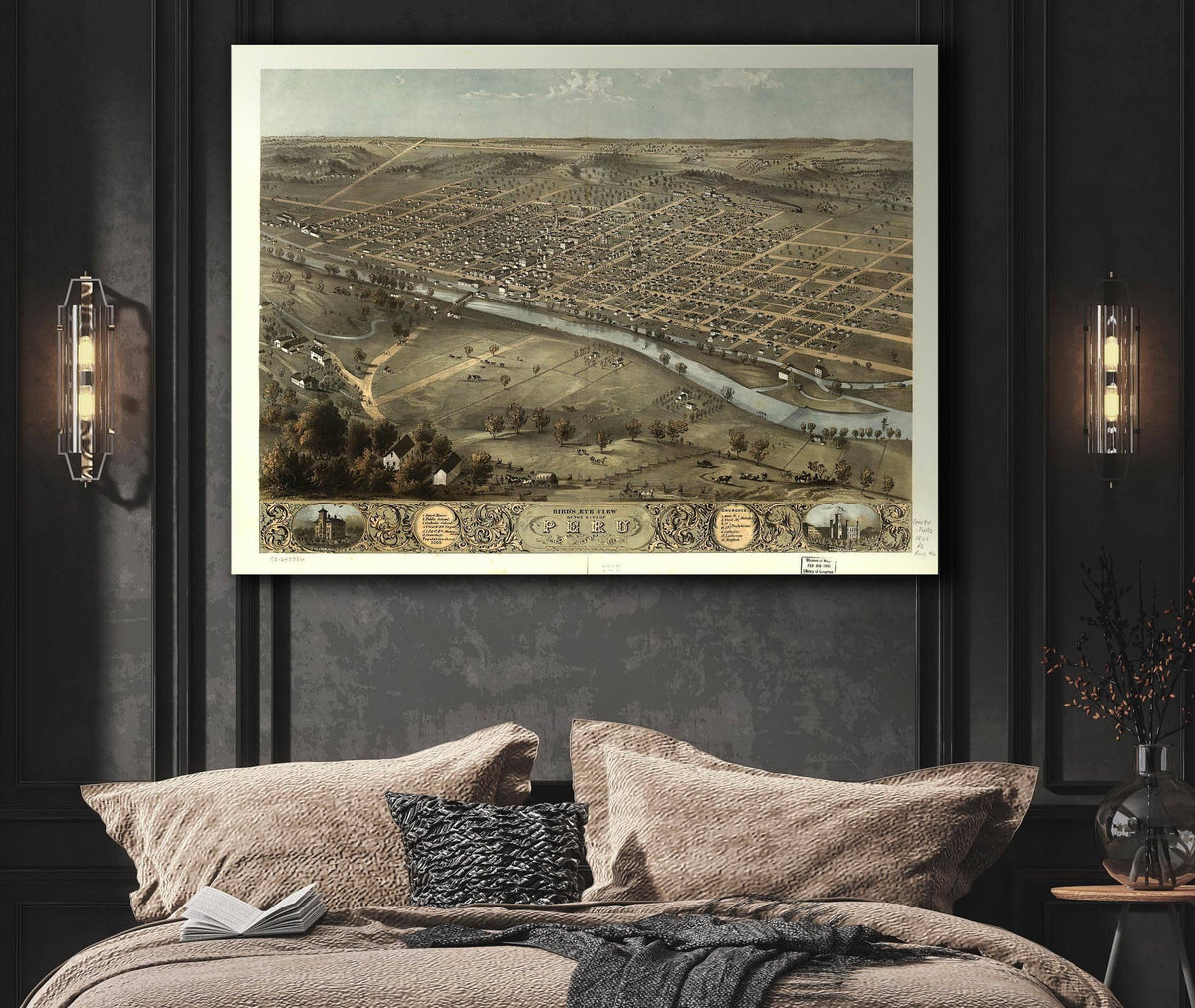 Birds Eye View Of The City Of Peru Miami Co Indiana 1868 State of Indiana