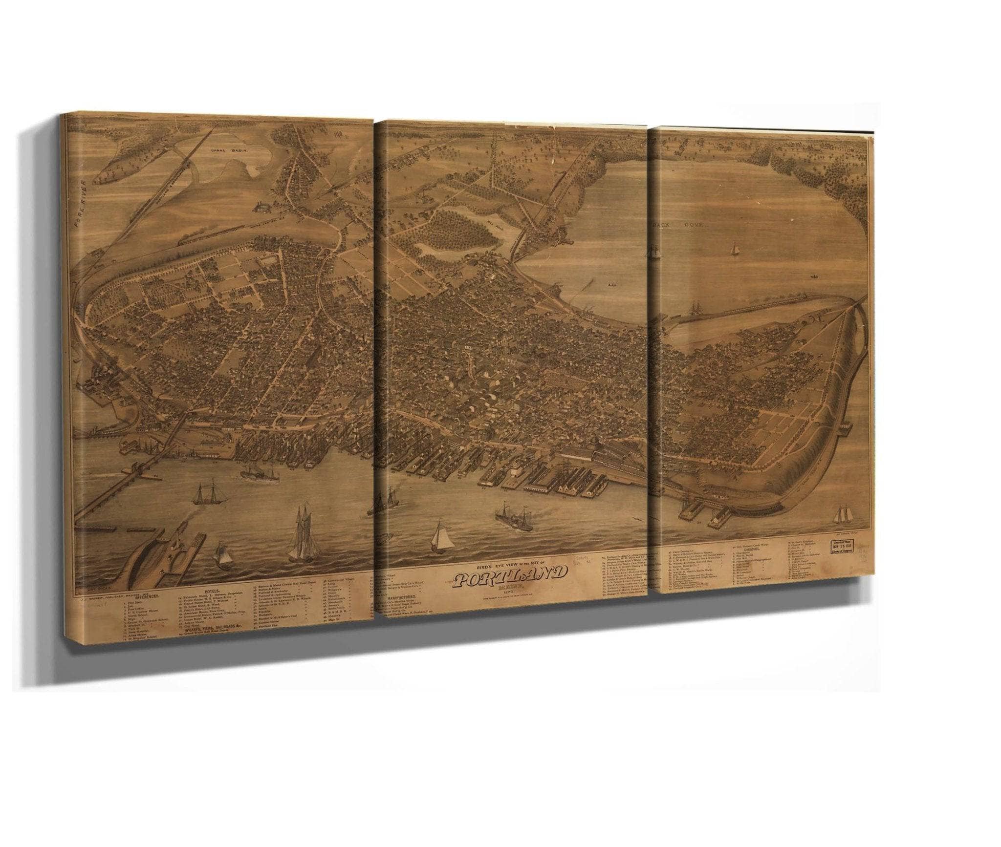 Birds Eye View Of The City Of Portland Maine 1876  State Of Maine