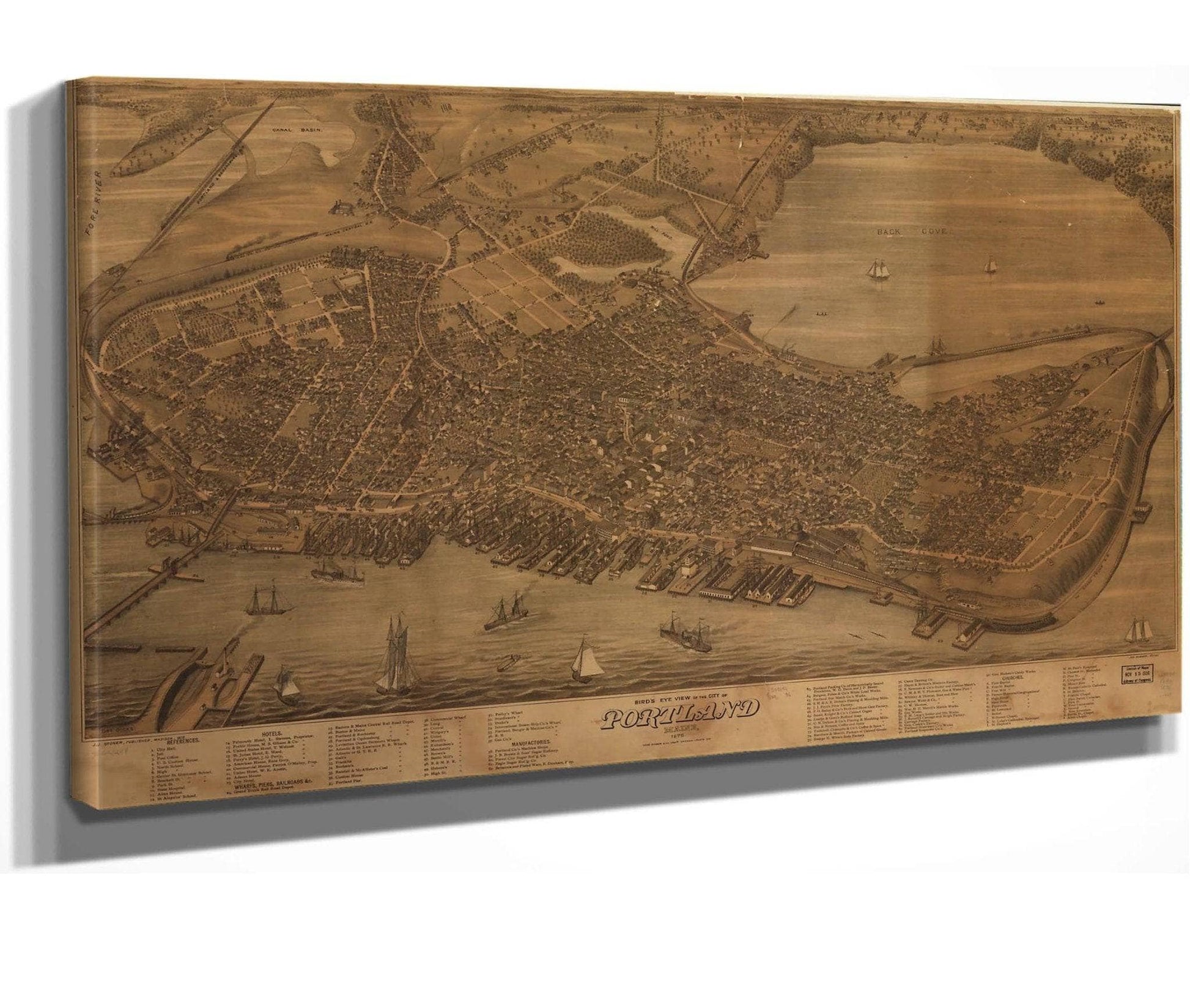 Birds Eye View Of The City Of Portland Maine 1876  State Of Maine