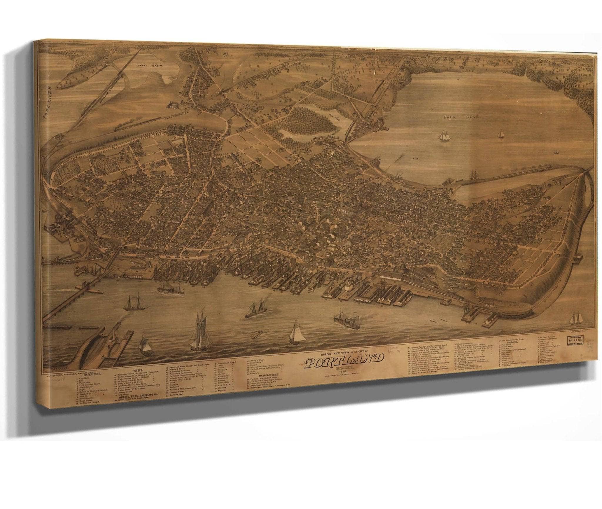 Birds Eye View Of The City Of Portland Maine 1876  State Of Maine