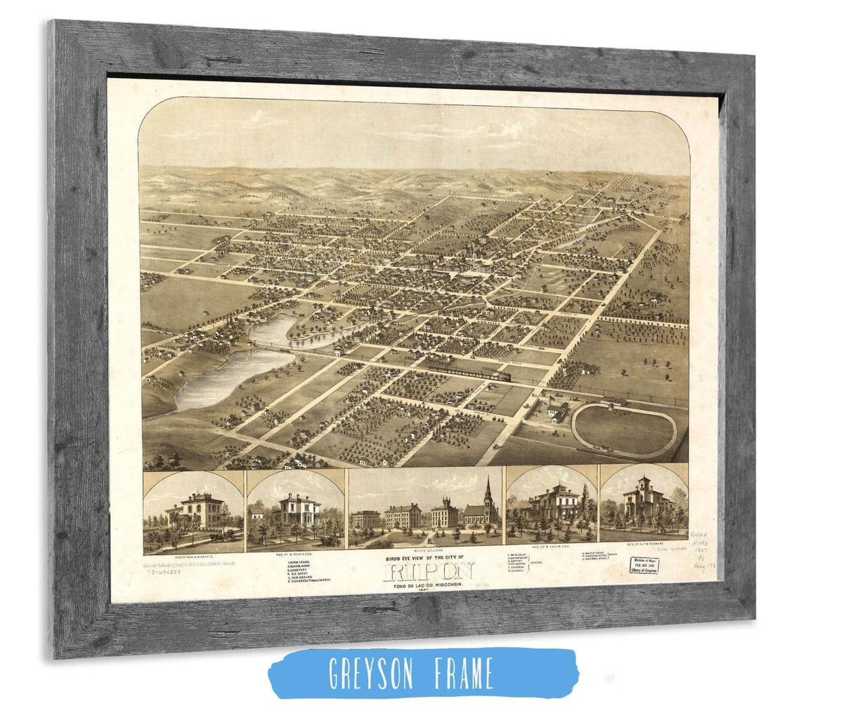 Birds Eye View Of The City Of Ripon Fond Du Lac Co Wisconsin 1867 State of Wisconsin