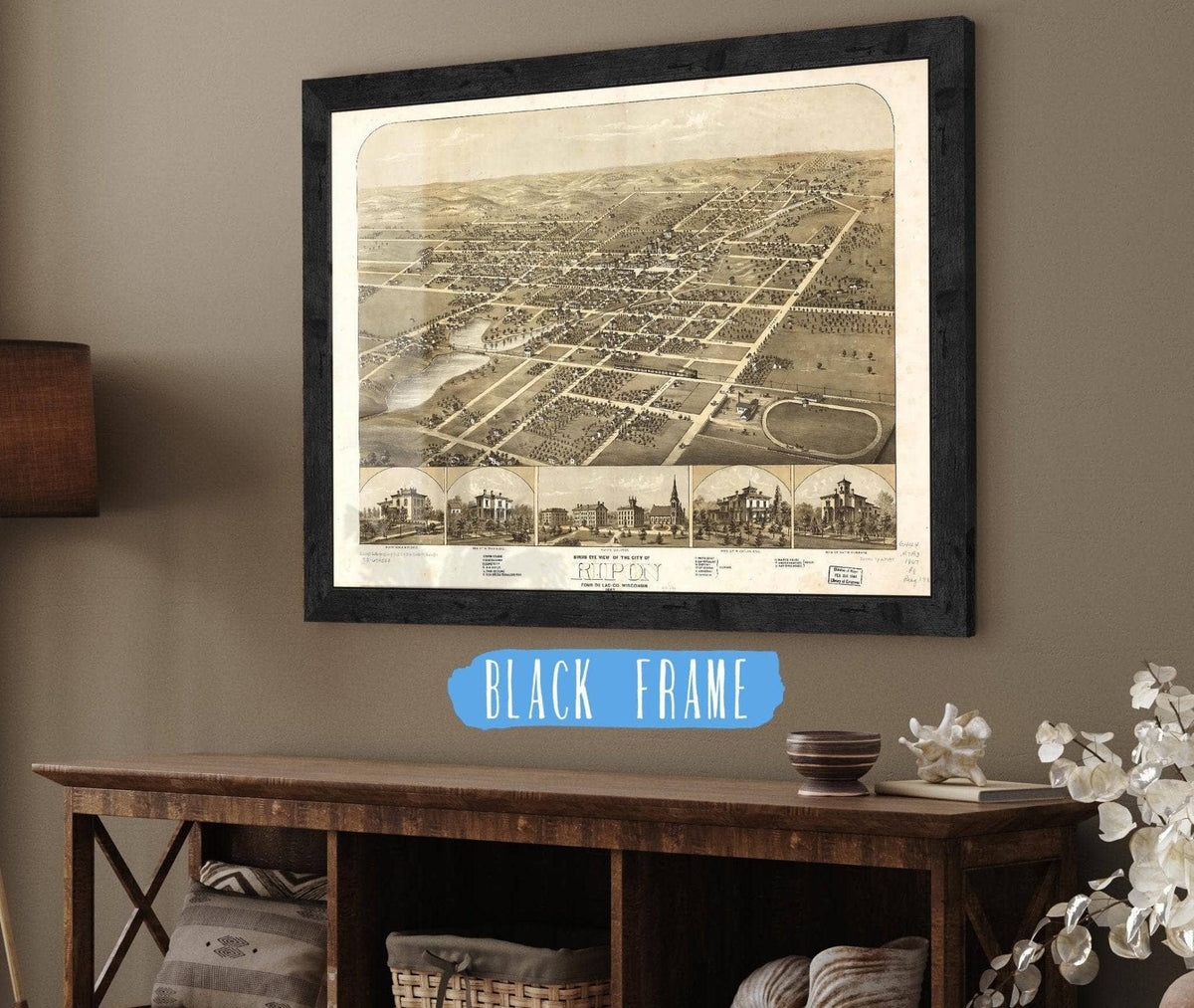 Birds Eye View Of The City Of Ripon Fond Du Lac Co Wisconsin 1867 State of Wisconsin