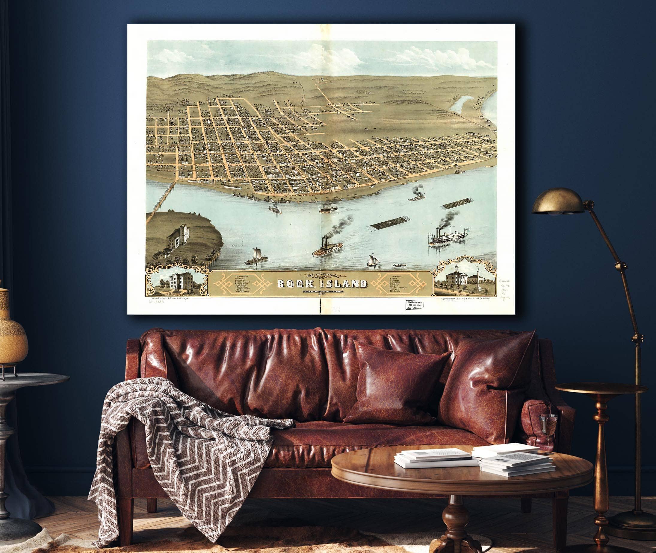 Birds Eye View Of The City Of Rock Island Rock Island County Illinois 1869 State of Illinois