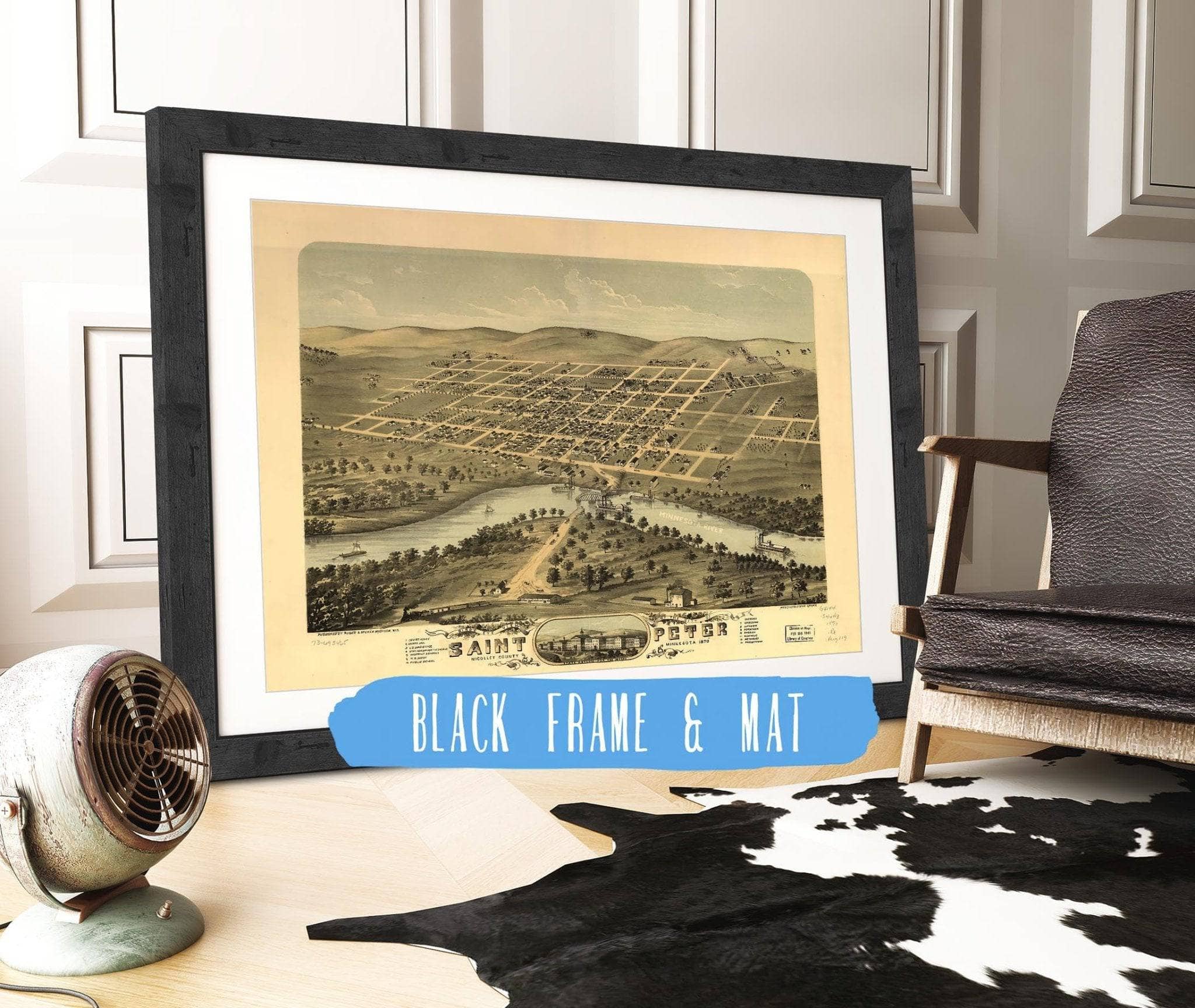 Birds Eye View Of The City Of Saint Peter Nicollet County Minnesota 1870 State of Minnesota