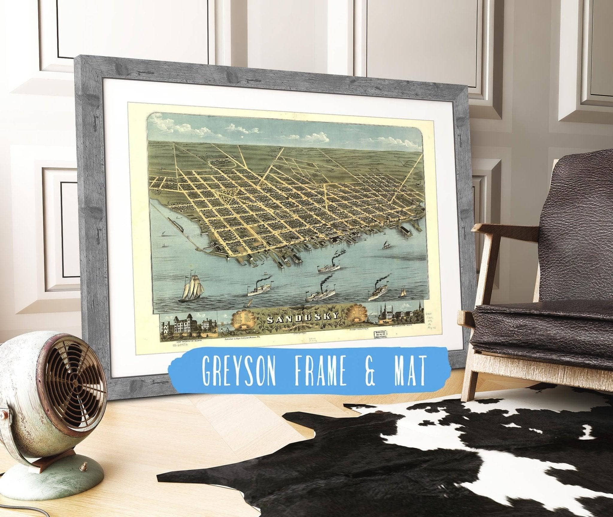 Birds Eye View Of The City Of Sandusky Erie County Ohio 1870 State of Ohio