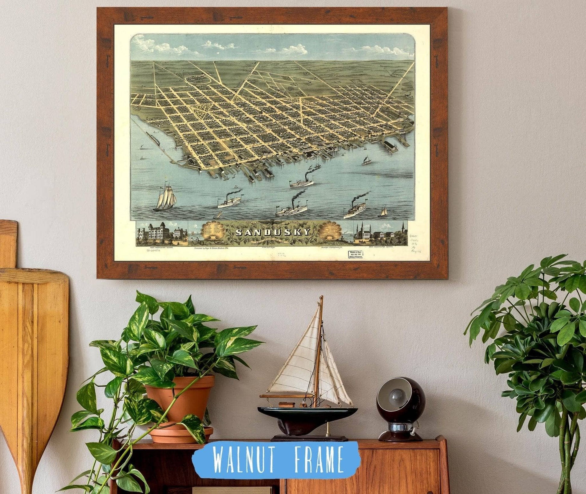 Birds Eye View Of The City Of Sandusky Erie County Ohio 1870 State of Ohio