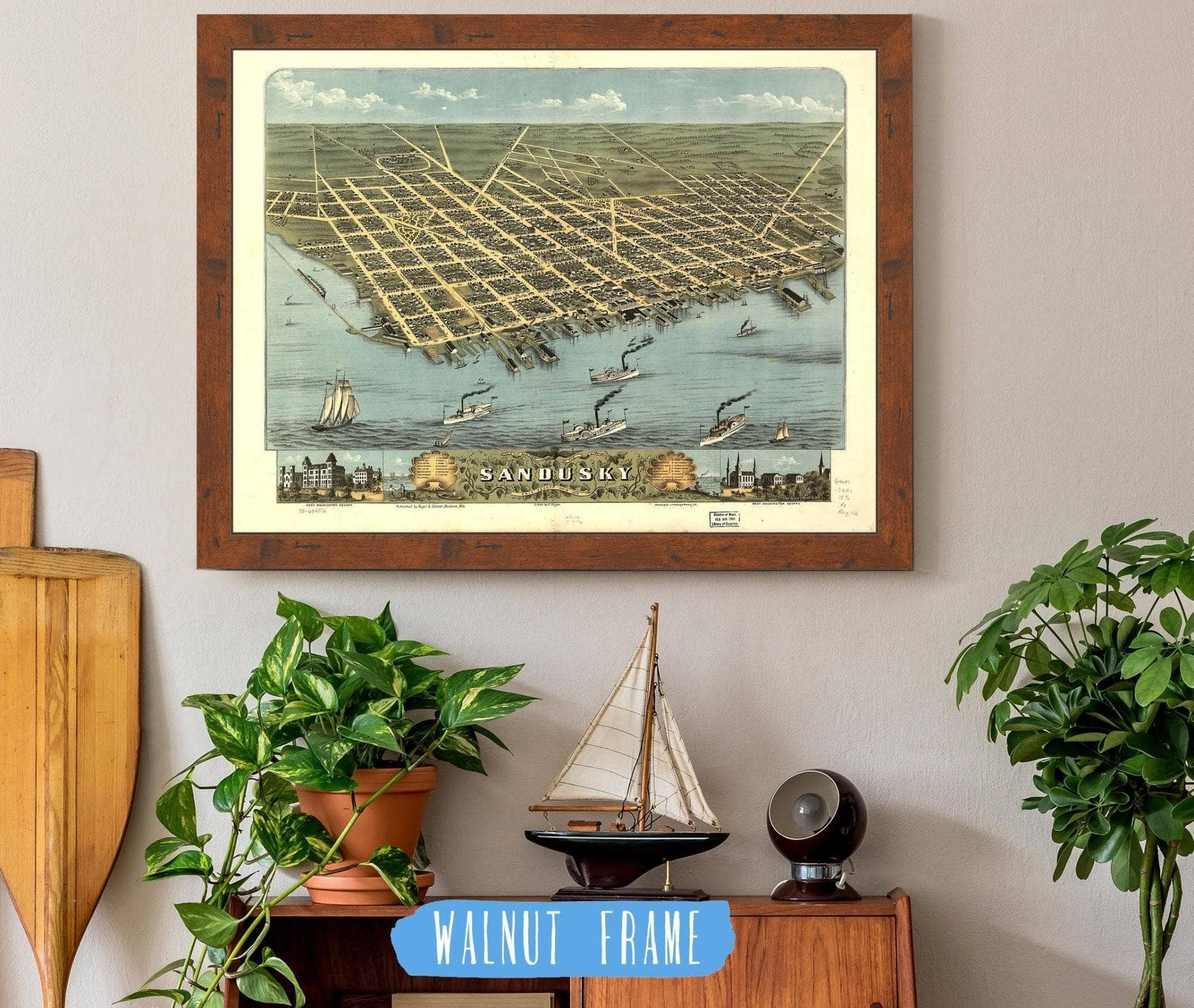 Birds Eye View Of The City Of Sandusky Erie County Ohio 1870 State of Ohio