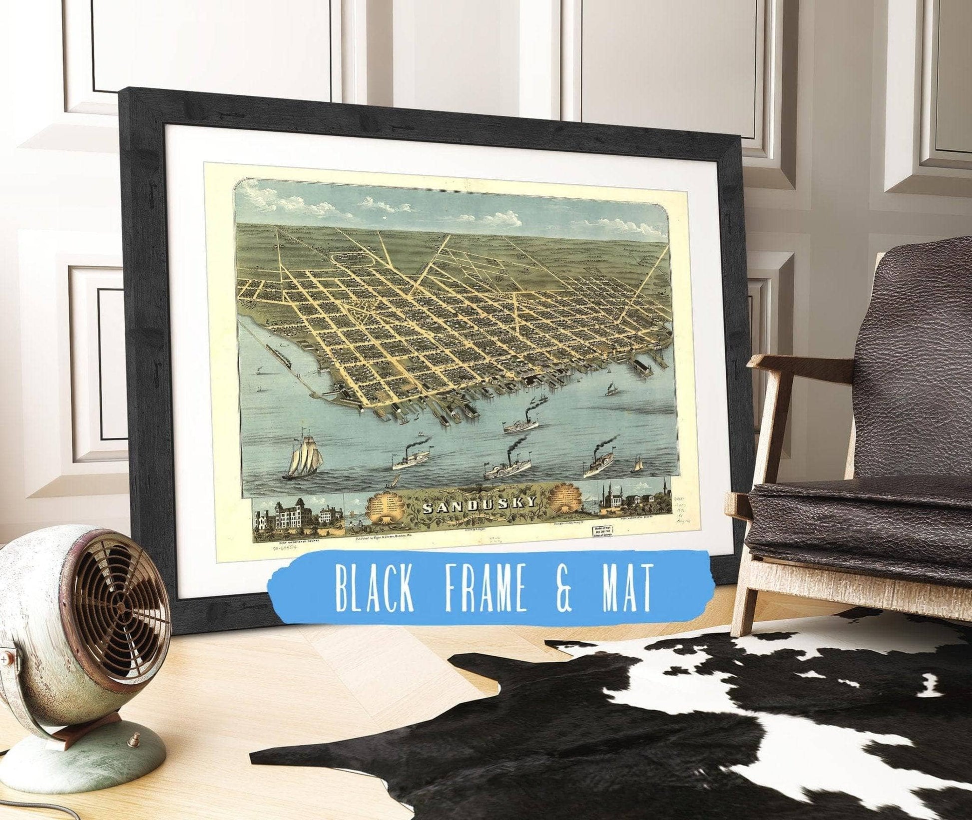 Birds Eye View Of The City Of Sandusky Erie County Ohio 1870 State of Ohio