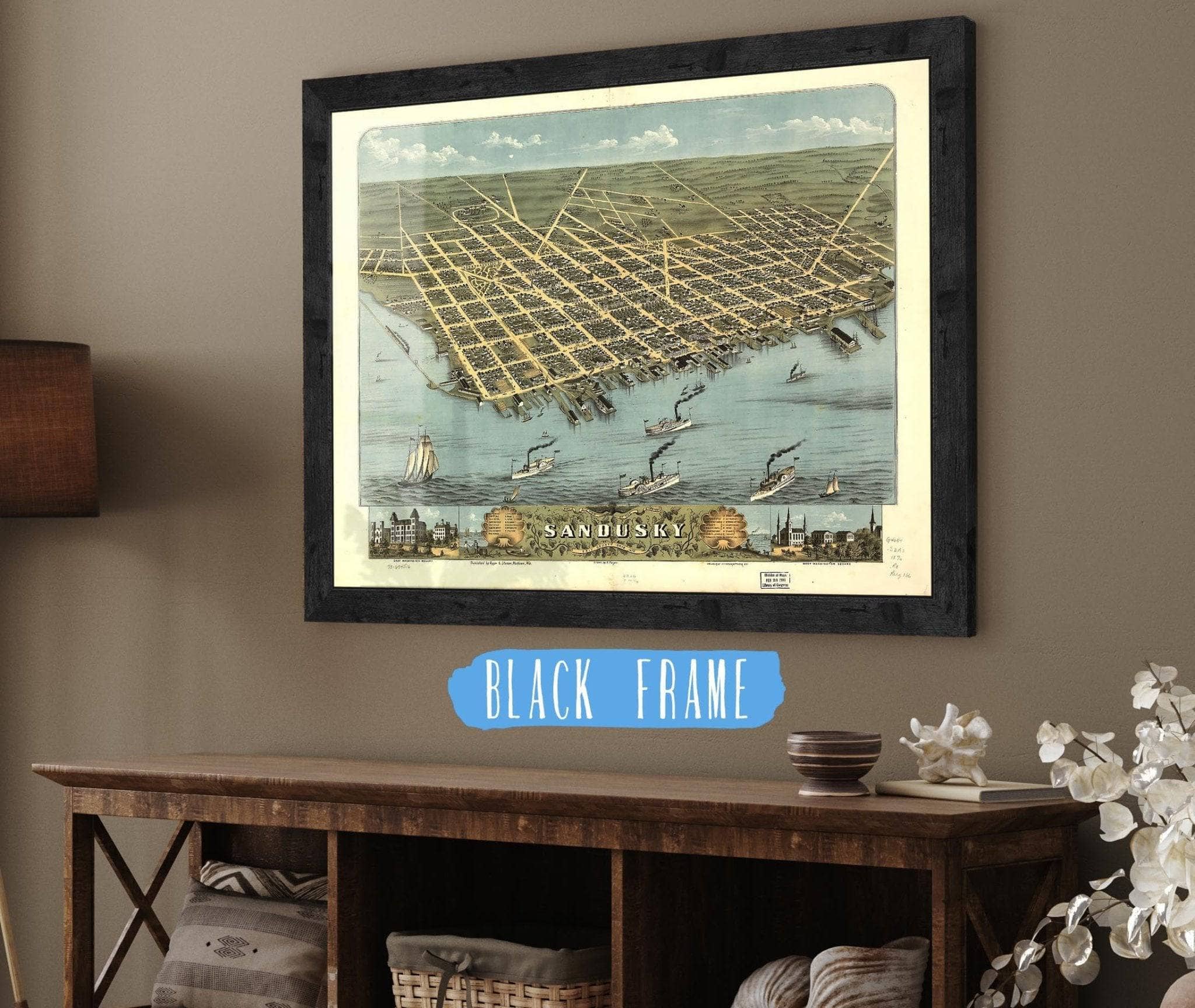 Birds Eye View Of The City Of Sandusky Erie County Ohio 1870 State of Ohio