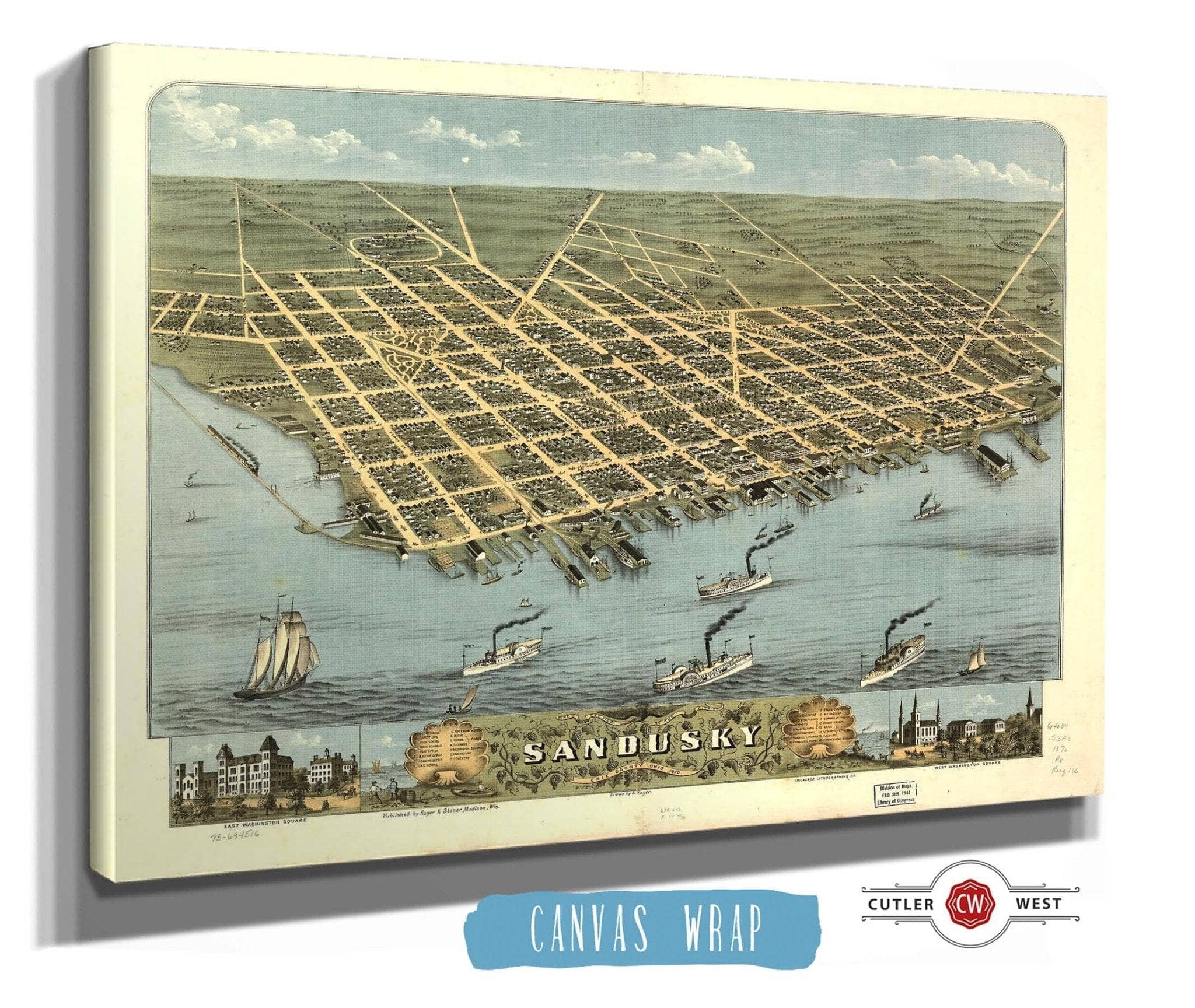 Birds Eye View Of The City Of Sandusky Erie County Ohio 1870 State of Ohio