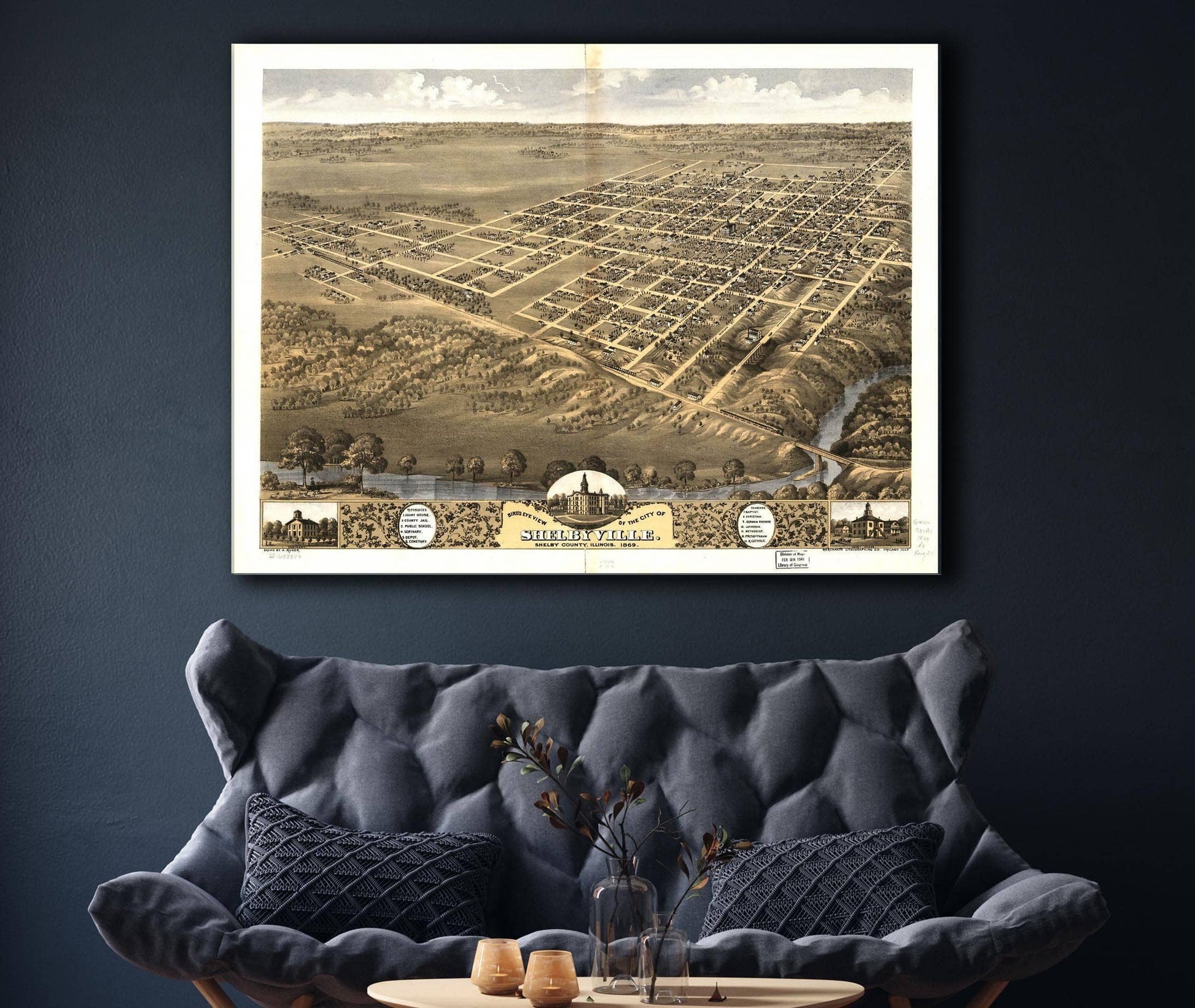 Birds Eye View Of The City Of Shelbyville Shelby County Illinois 1869 State of Illinois