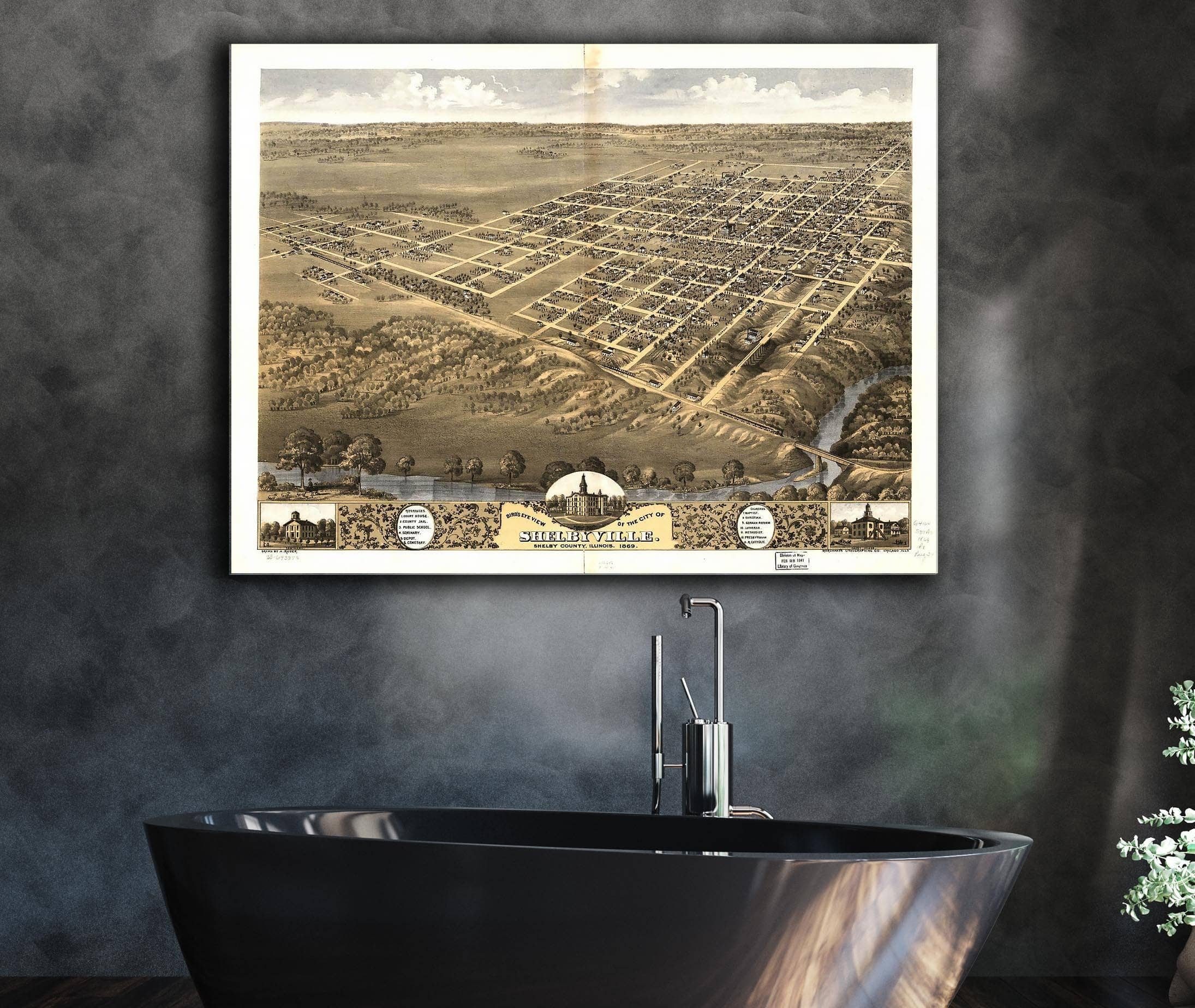 Birds Eye View Of The City Of Shelbyville Shelby County Illinois 1869 State of Illinois