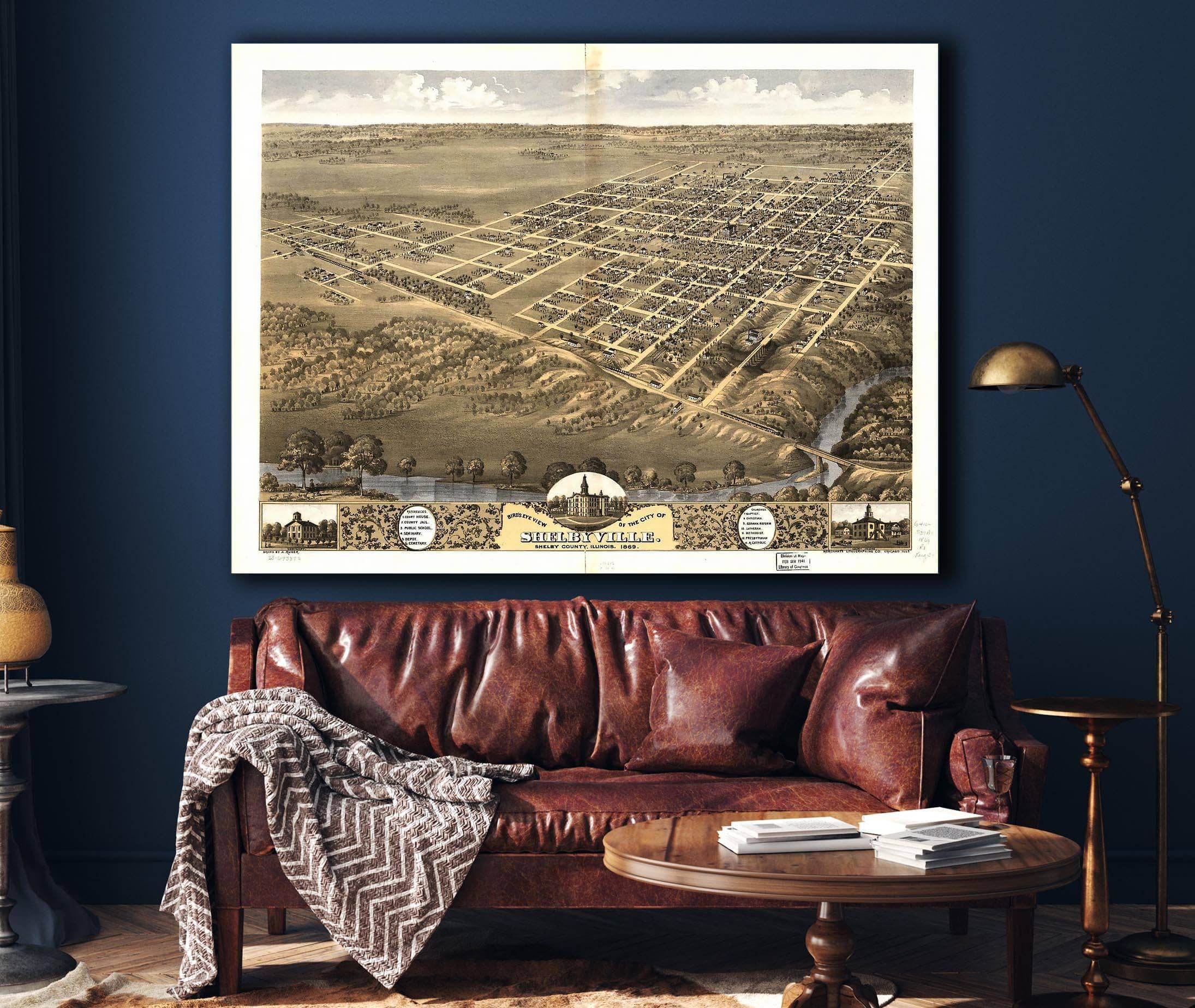 Birds Eye View Of The City Of Shelbyville Shelby County Illinois 1869 State of Illinois