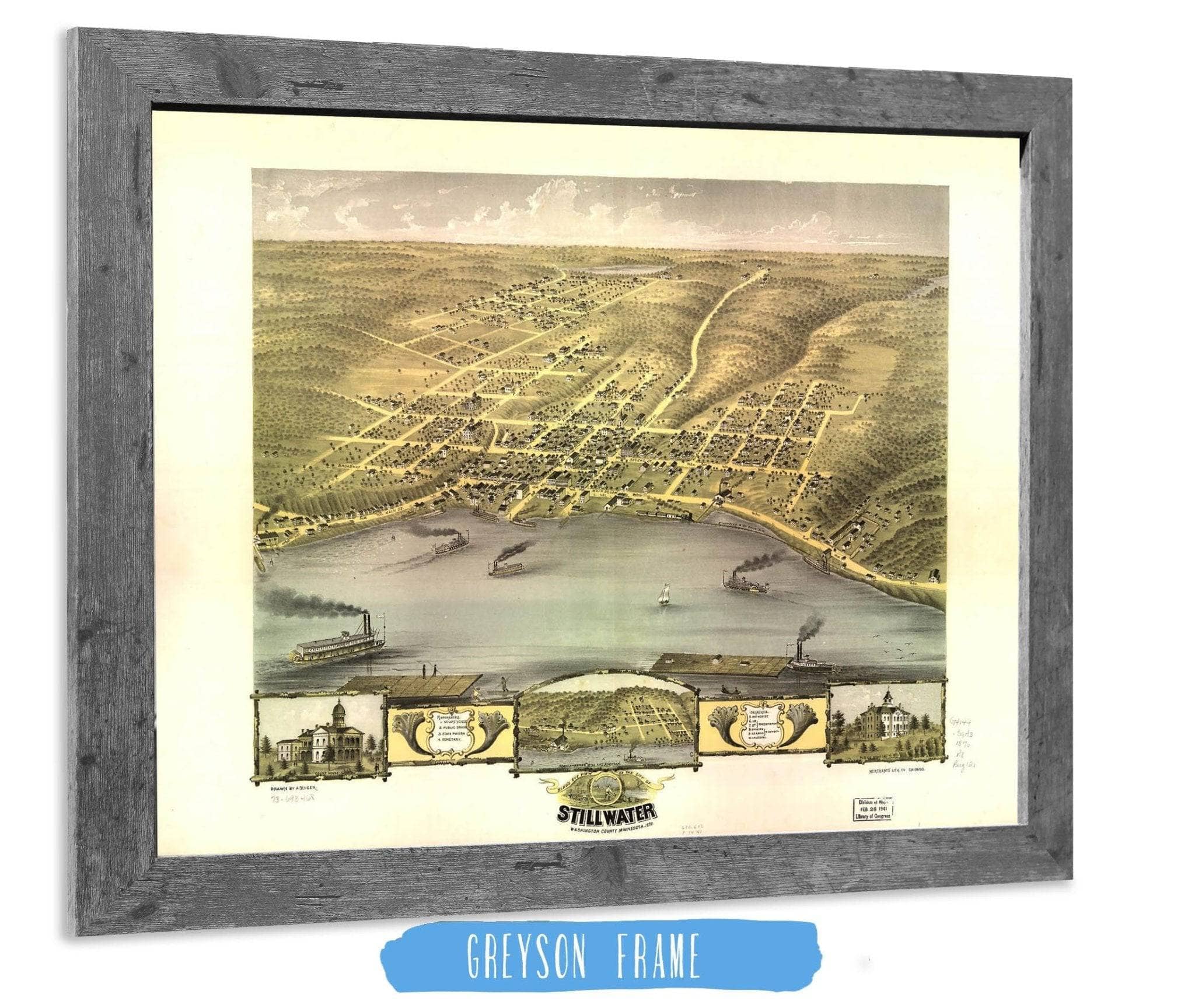 Birds Eye View Of The City Of Stillwater Washington County Minnesota 1870 State of Minnesota