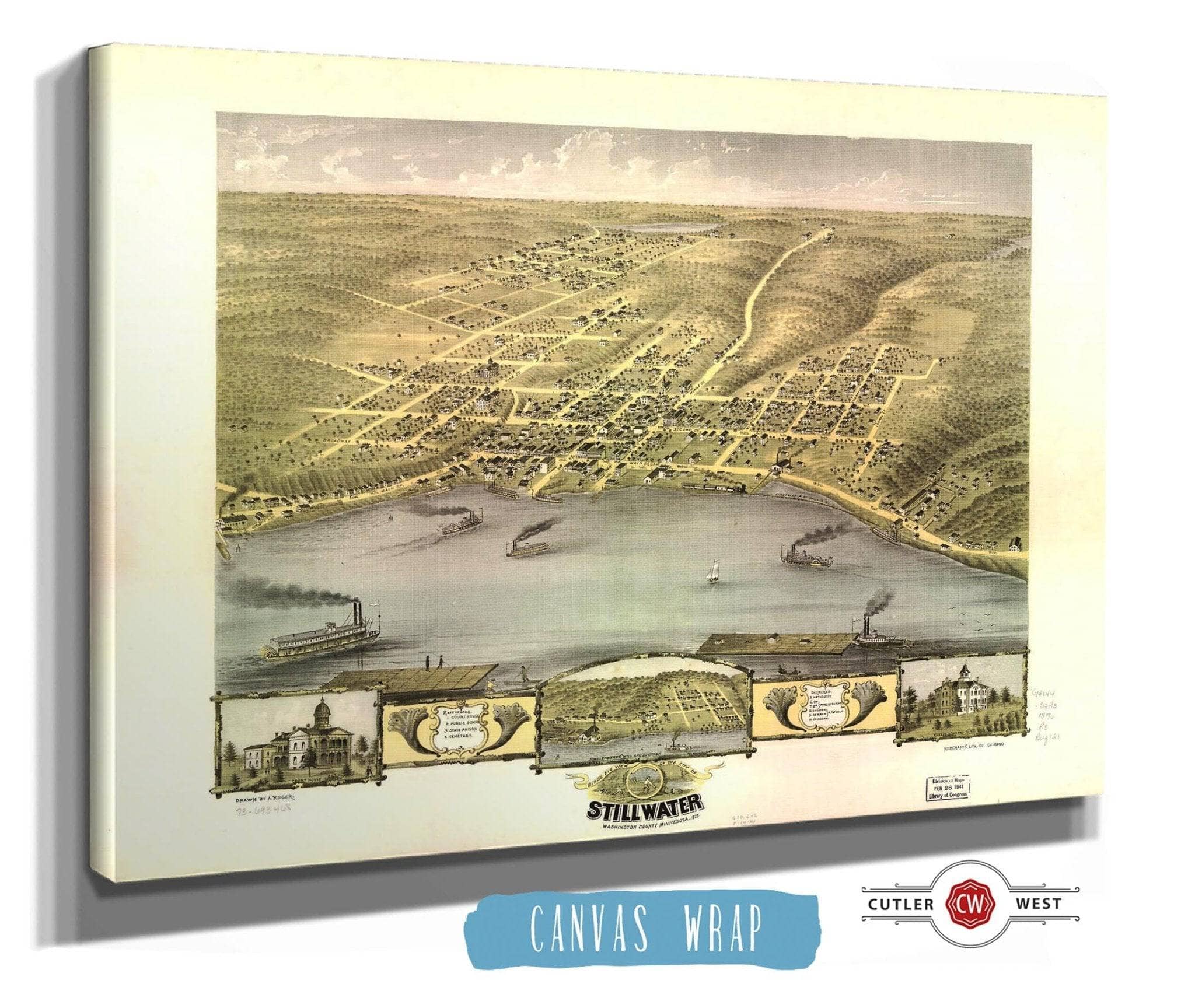 Birds Eye View Of The City Of Stillwater Washington County Minnesota 1870 State of Minnesota