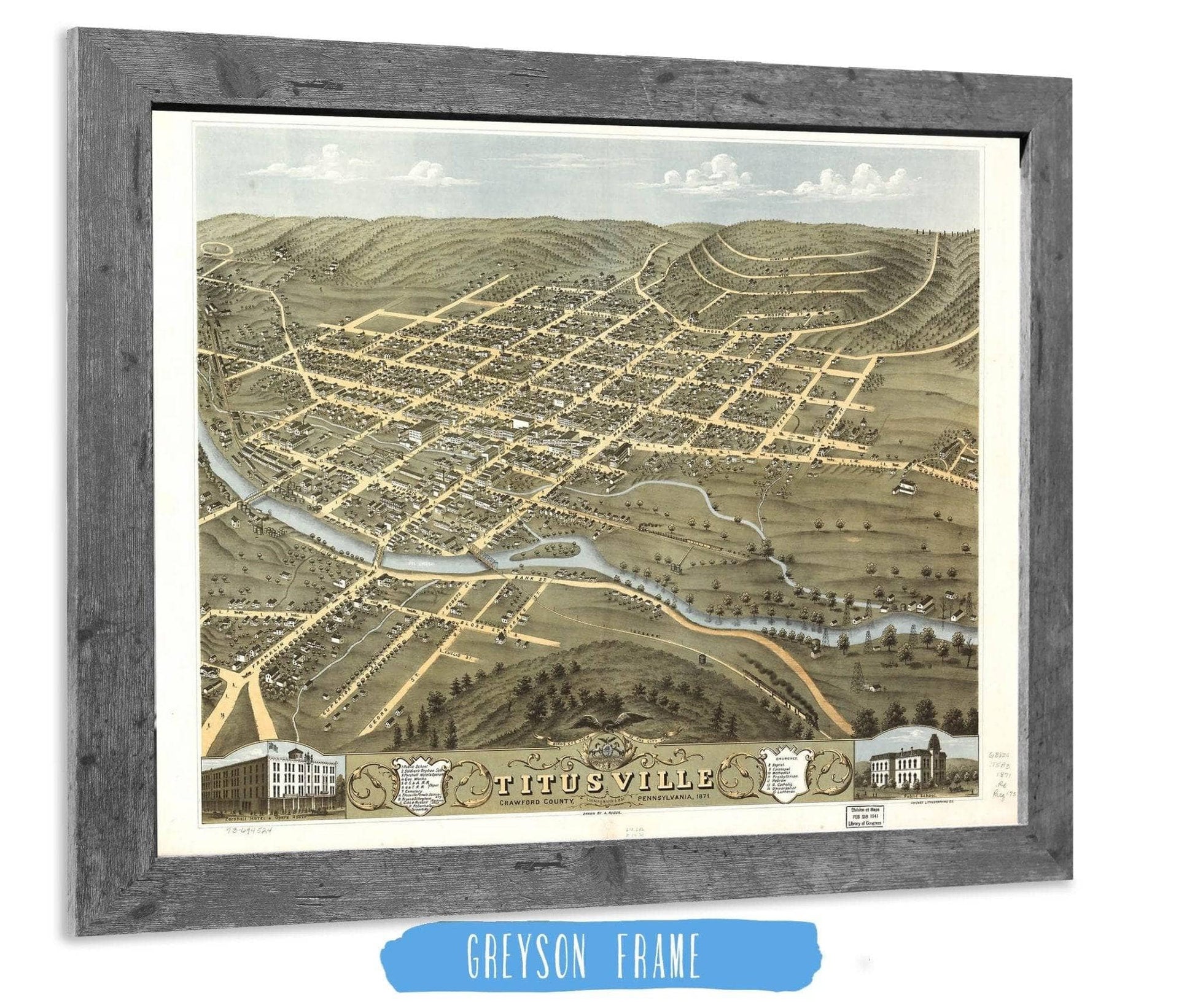 Birds Eye View Of The City Of Titusville Crawford County Pennsylvania 1871 State of Pennsylvania